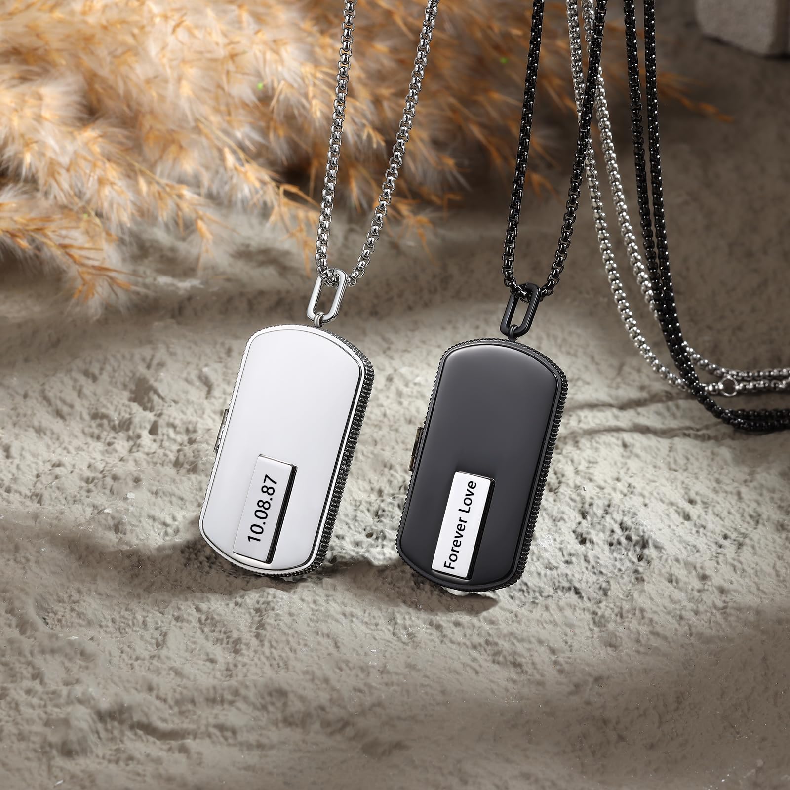 kaululu Collier Photo Personnalisé pour Homme Pendentif Médaillon en Acier Inoxydable avec Texte pour Papa Cadeau pour Fête des Pères