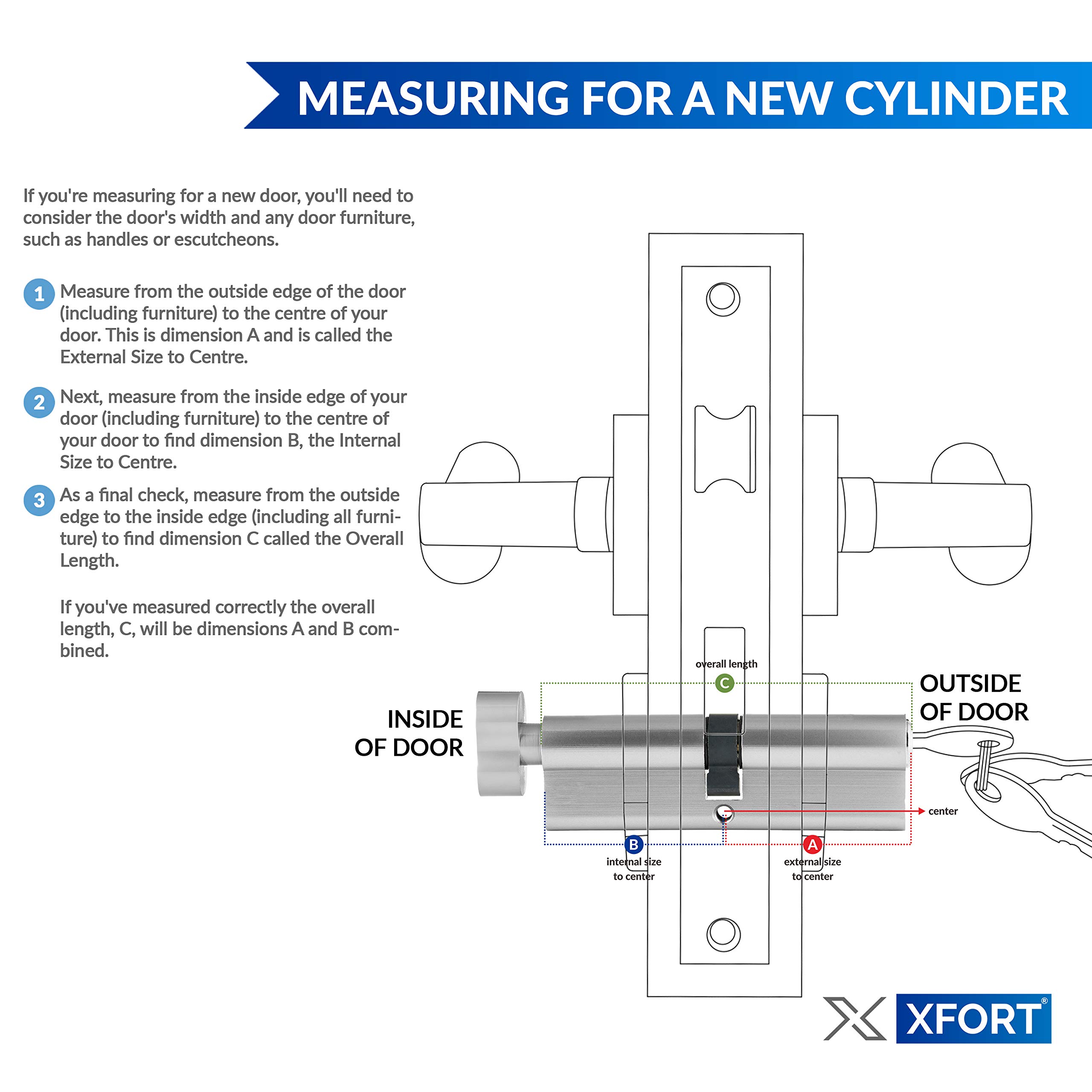 Buy XFORT® Chrome 40/50T Thumb Turn Euro Cylinder Lock (90mm), Euro