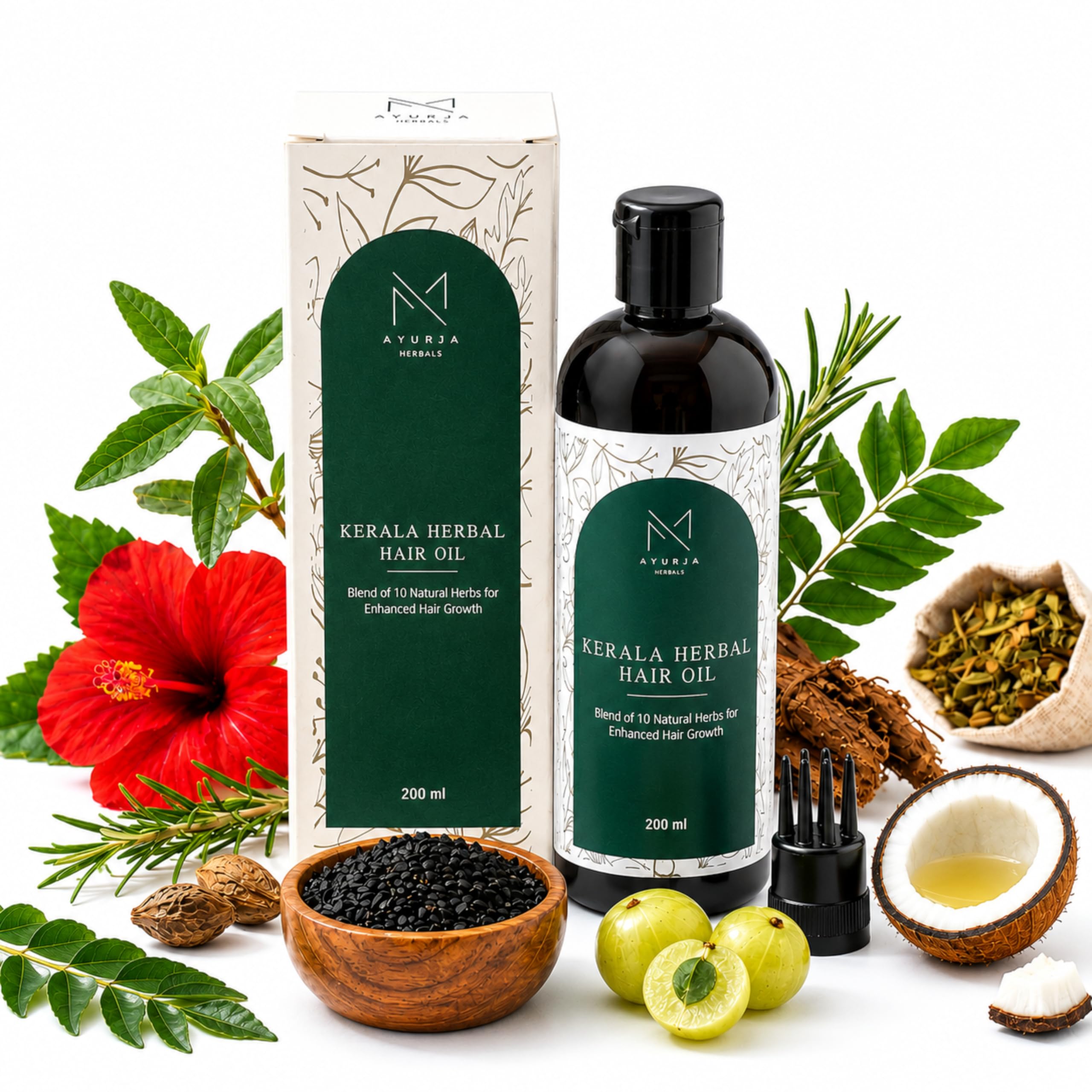 Kerala Herbal Hair Oil – 200 ml, Ayurvedic Hair Growth & Hair Fall Control Oil with Bhringraj, Amla & Coconut Oil | Strengthens Roots | Reduces Dandruff & Breakage | Done wirh Uruli Method-picture-22