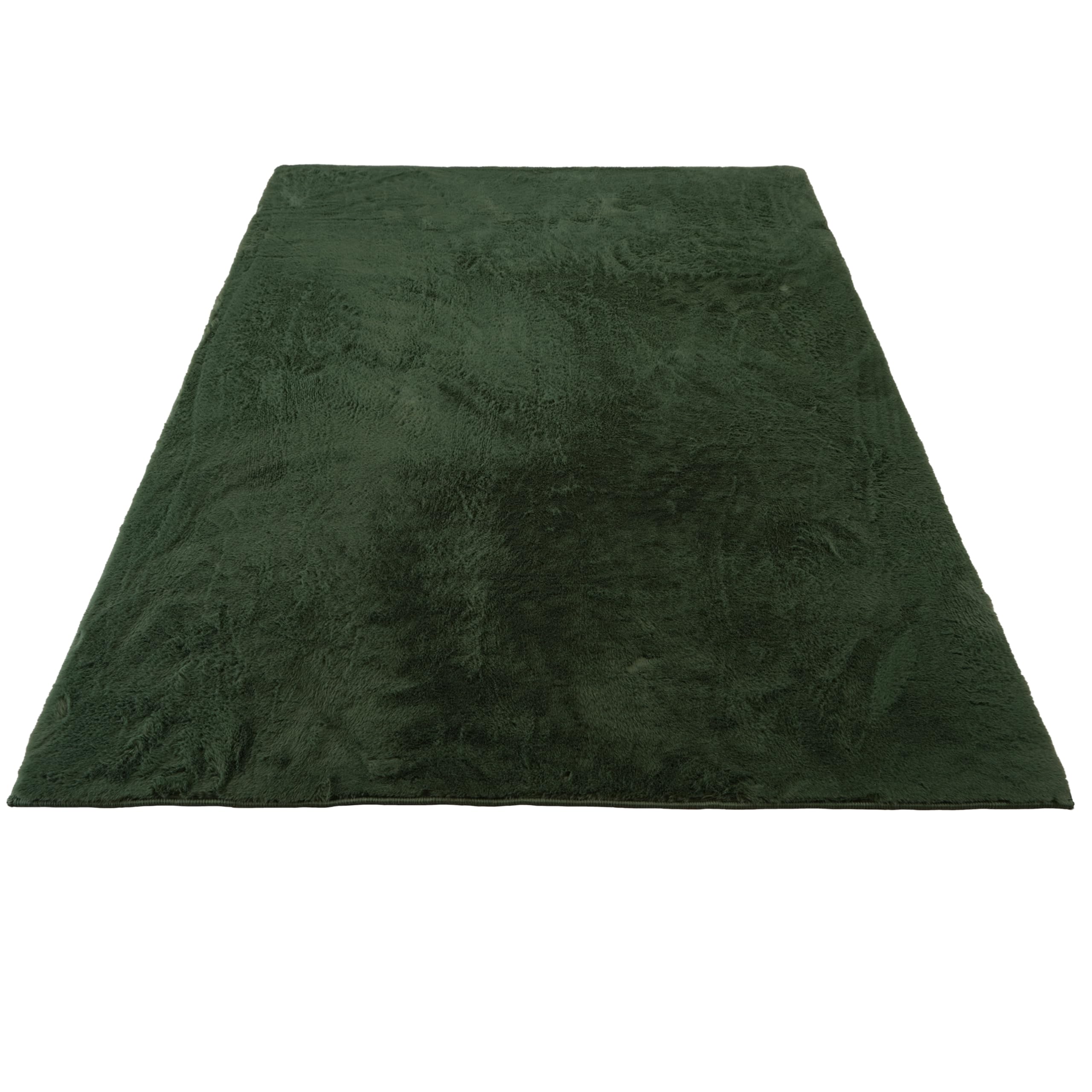 Cozy Fellteppich 200x290 grün Teppich Supersoft 28 mm Höhe Soft weich Hasenfell Imitat Oliv olivgrün Wohnzimmerteppich Kinderzimmerteppich Küchenteppich Flurteppich