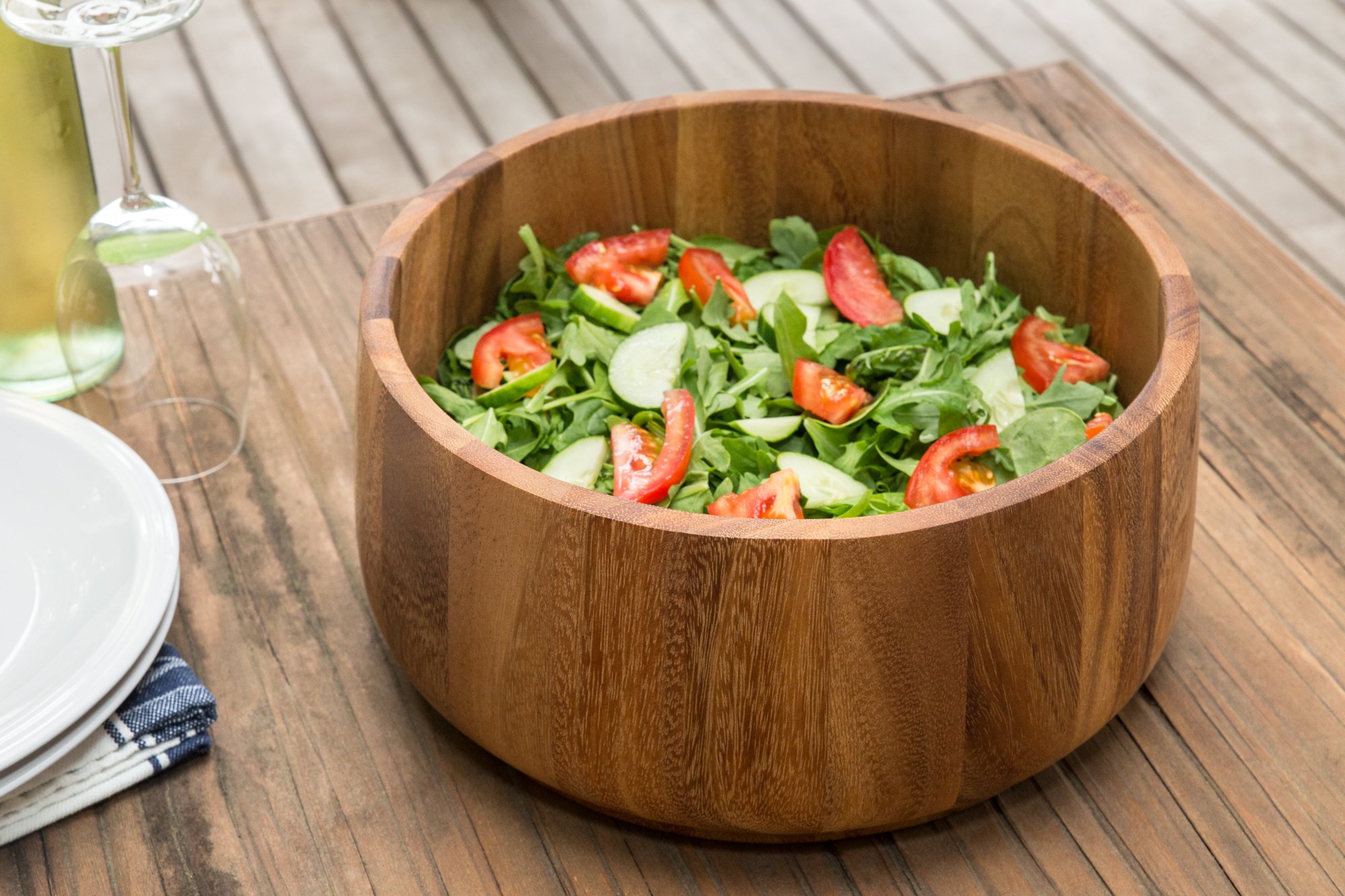 Ironwood Gourmet 28679 - Ensaladera de madera de acacia, madera dura, tulipán