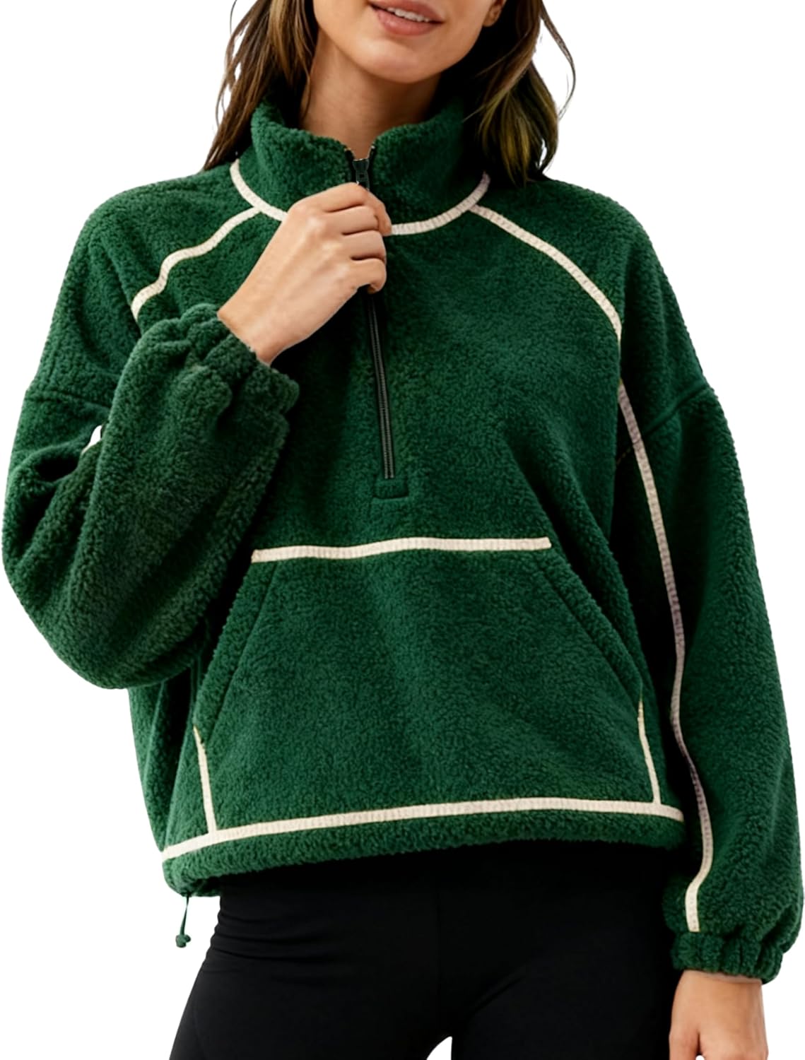 AMEBELLE Fleece Jacket Quarter Zip Pullover Women Warm Fuzzy Oversized Sweatshirt Lightweight Casual Outerwear with Pocket