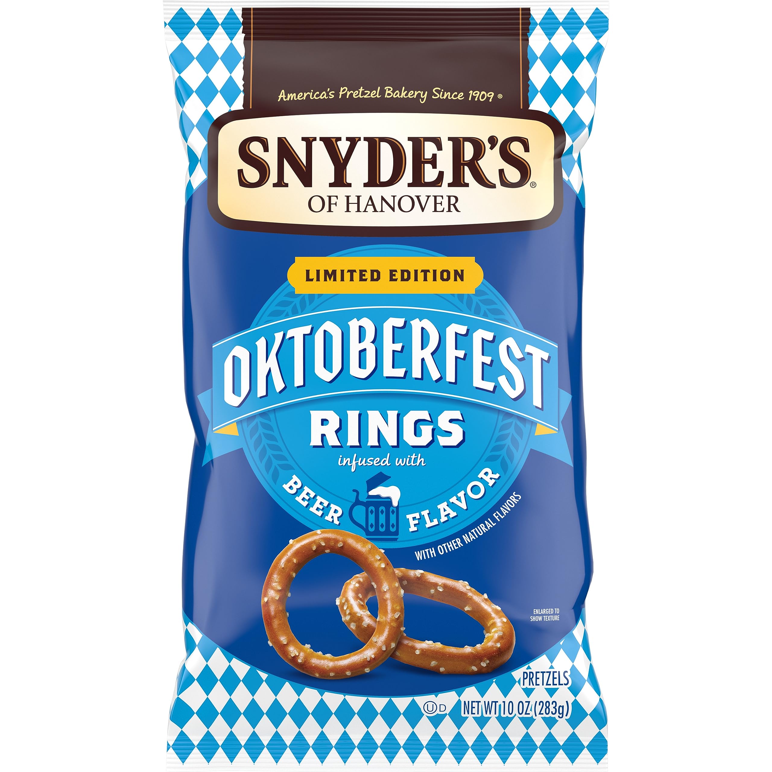 Snyder's of Hanover Pretzels, Oktoberfest Pretzel Rings Infused with Beer Flavor, 10 Oz