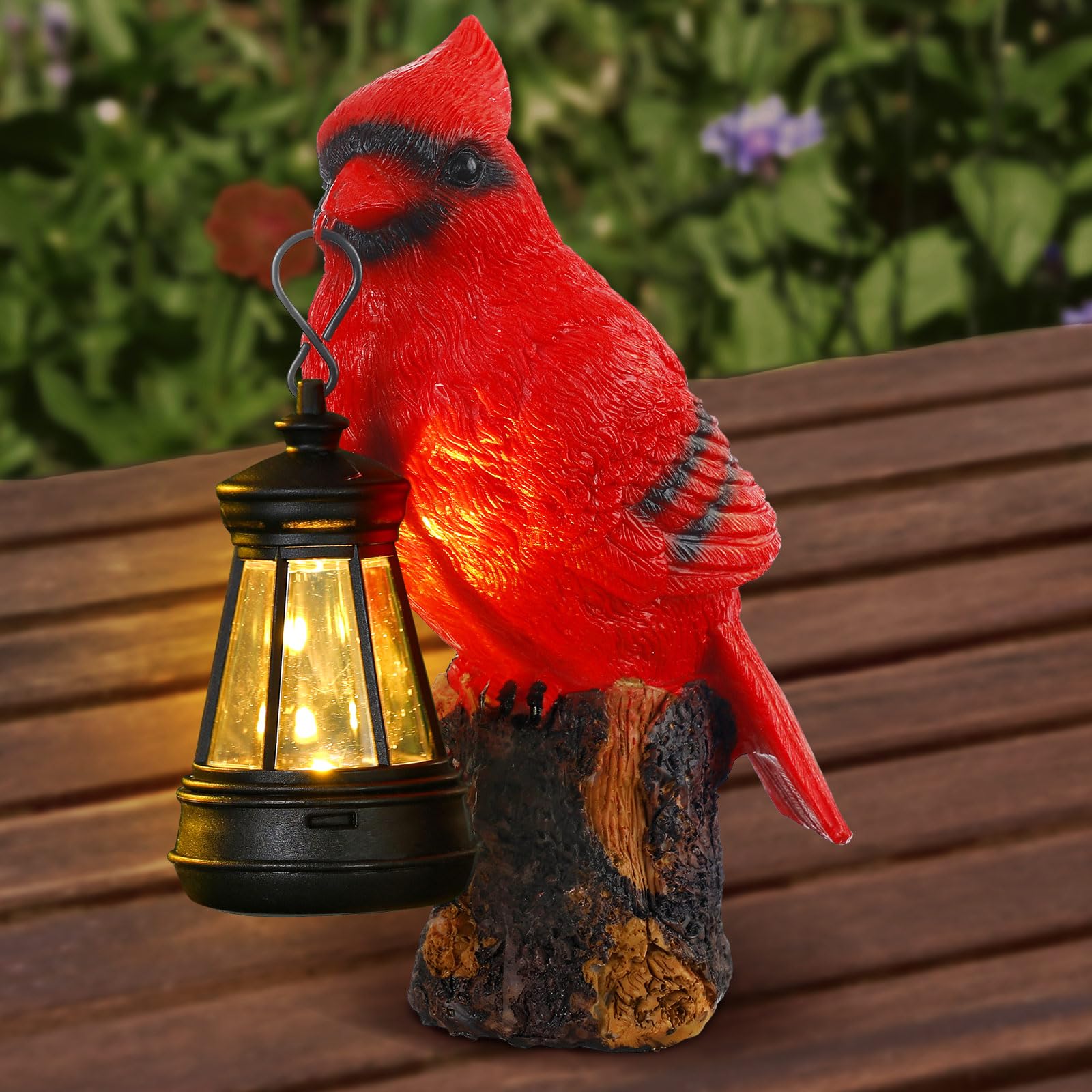 Suzile Cardinal Garden Statue with Solar Lantern 6.3 Solar Light