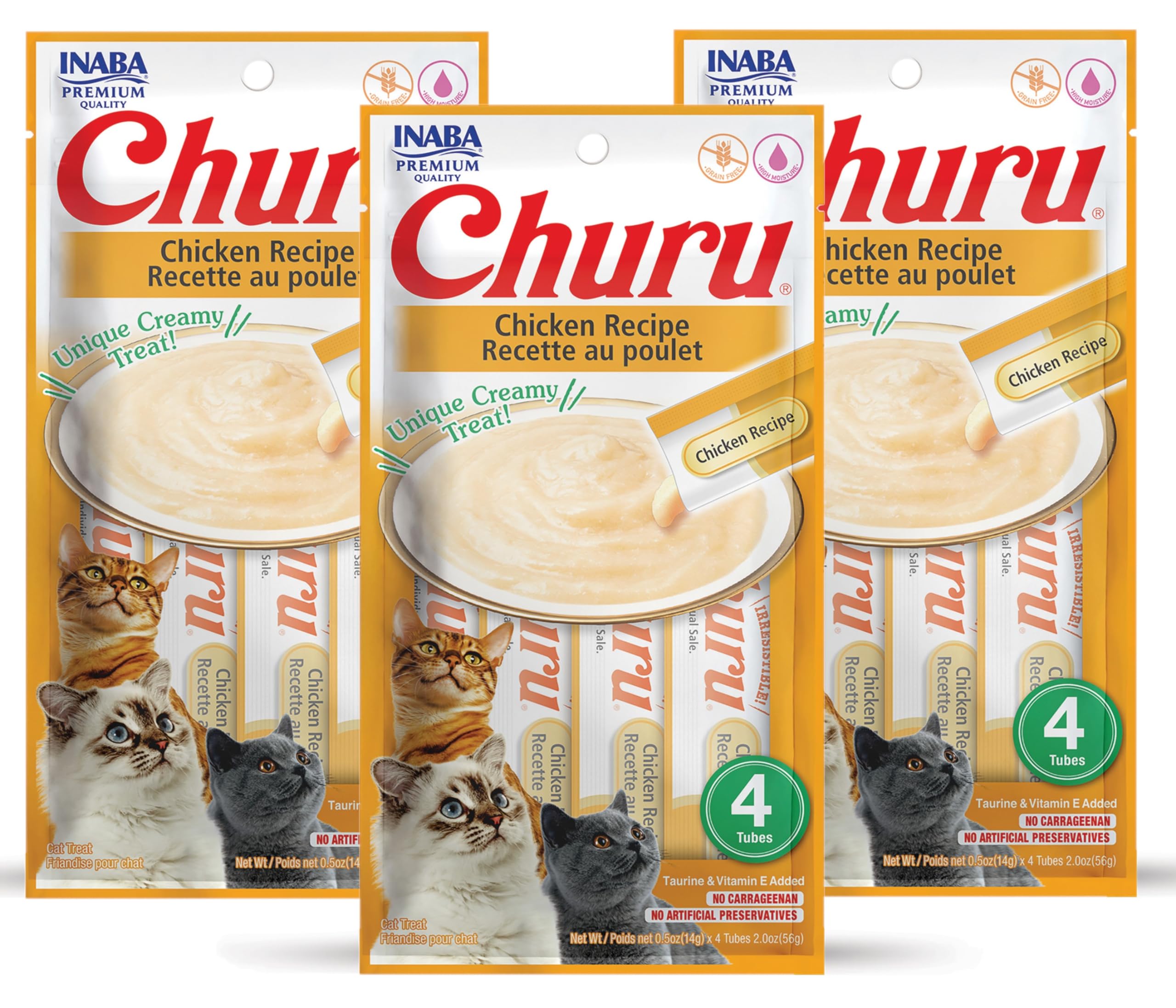 INABA Churu Chicken Recipe Lickable Purée Natural Cat Treats 12 Tubes