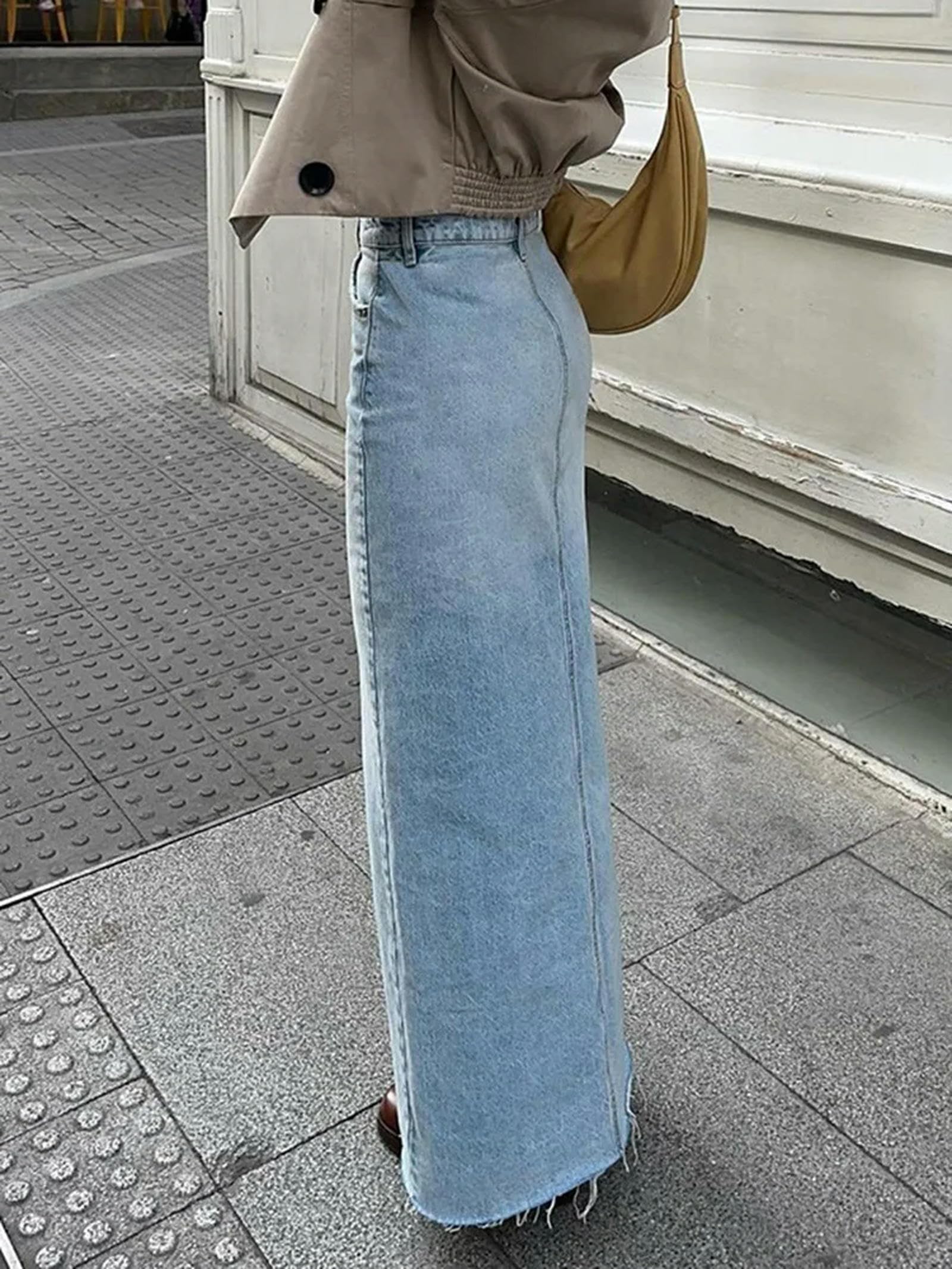 Gonna di Jeans Gonna di Denim Lunga delle Donne Gonna di Denim Nera delle Donne Gonna di Denim Estiva delle Donne per Le Donne
