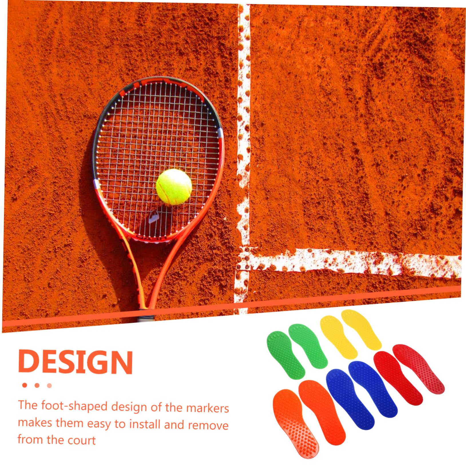 Mikikit Marqueurs de Sol en Forme de Pied 10 Pièces en PVC Solide et Faciles à Retirer pour Entraînement de Football en Intérieur et Extérieur Terrain de Tennis Style Aléatoire