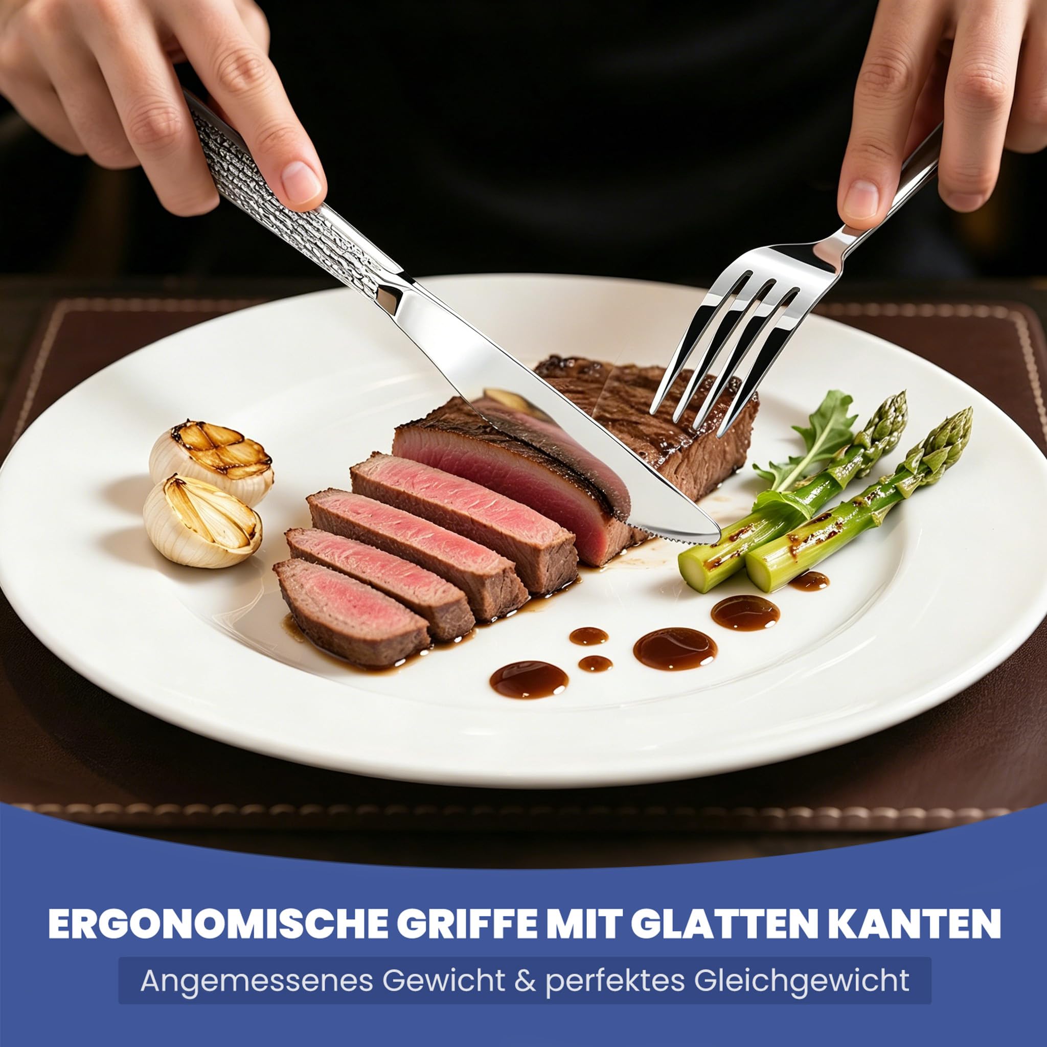 Besteck Set 12 Personen,72-tlg Edelstahl Besteckset,Spiegelpoliert HL-G2202 | Cutlery Set mit Messer Gabel Löffel,Spülmaschinenfest, Mit Besteckkassette, 6-tlg Essbesteck pro Person