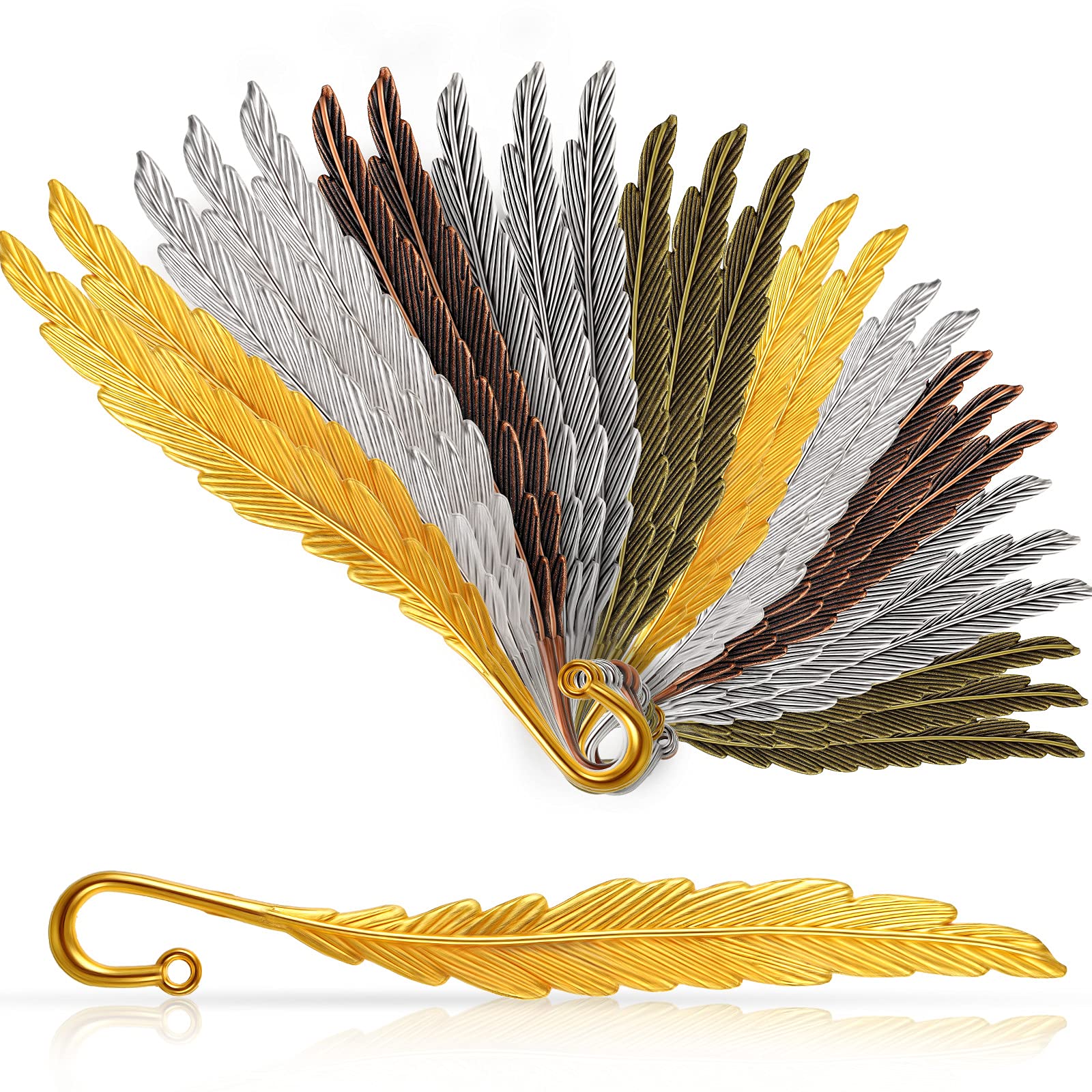 Tatuo 27 Pieces Feather Bookmarks Feather Metal Colorful Bookmarks for Readers Book Lovers(Stylish Styles)