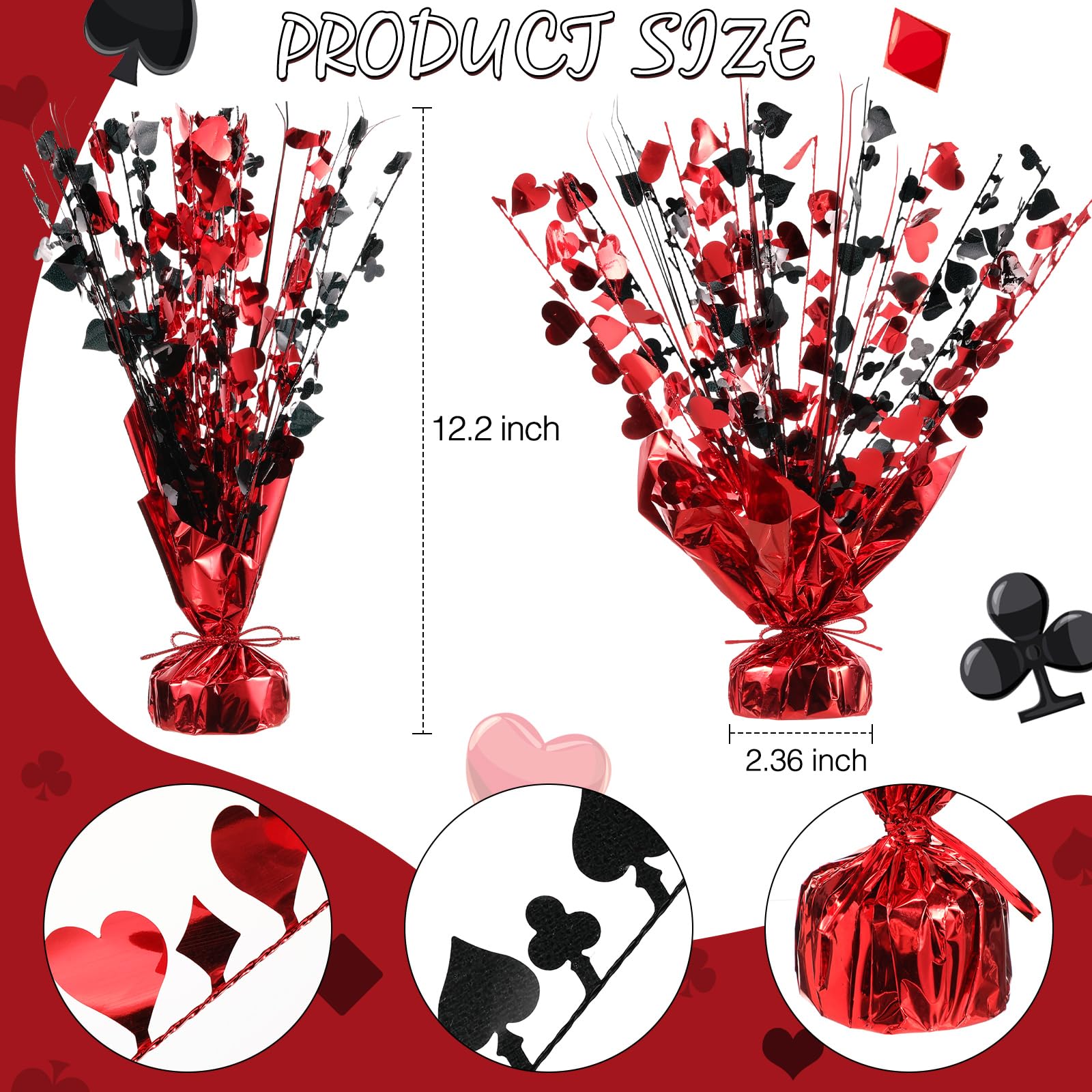 Foilswirl Casino Metallic Foil Spray Centerpieces for Tables Las Vegas Theme Party Supplies Casino Theme Party Decorations for Poker Night Game Night Wedding Birthday Home Decoration (6)