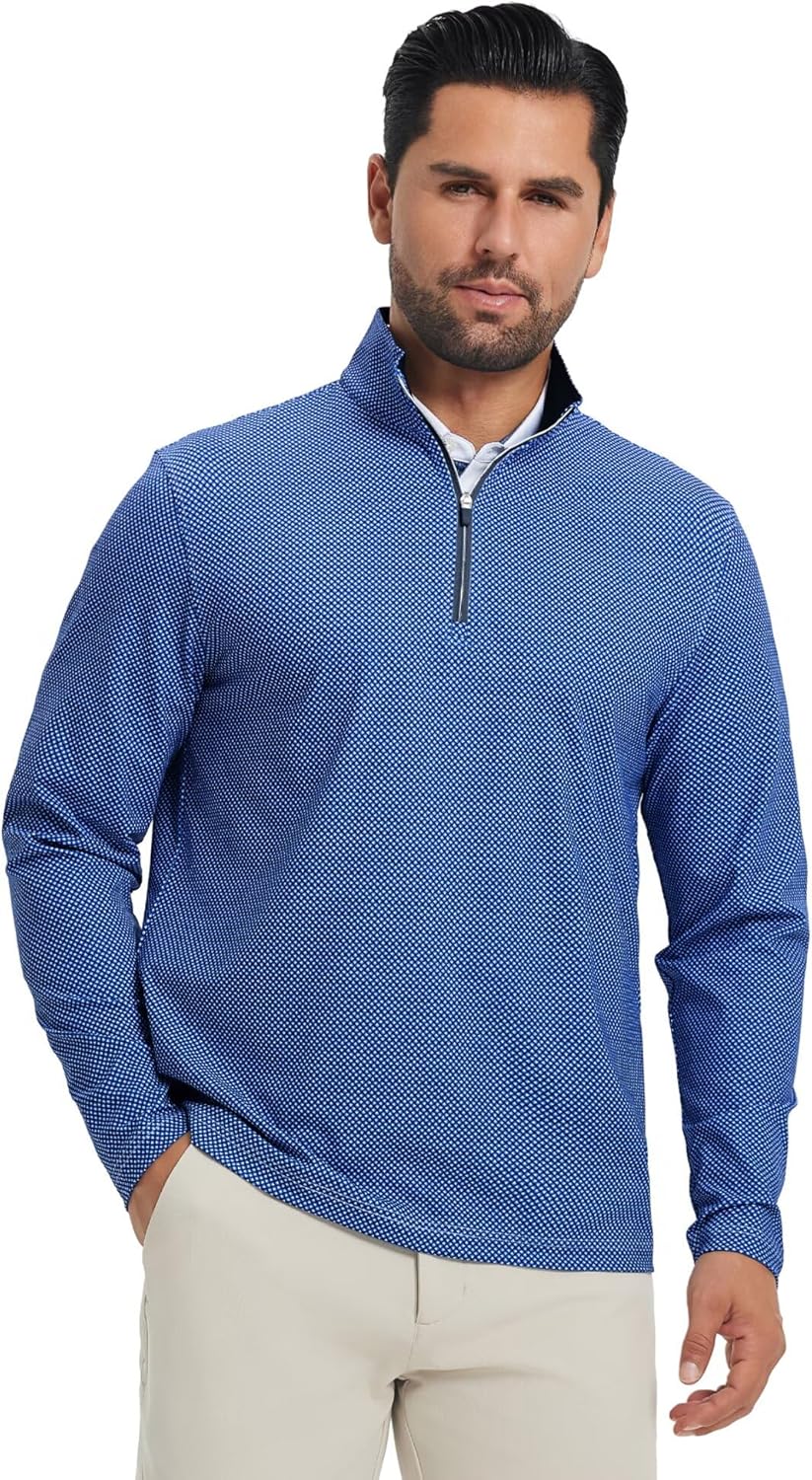 M MAELREG Quarter Zip Golf Pullover Men Dry Fit Long Sleeve Performance Wicking 1/4 Zip Full Print Pullover Mens Sweatshirt - Image 2