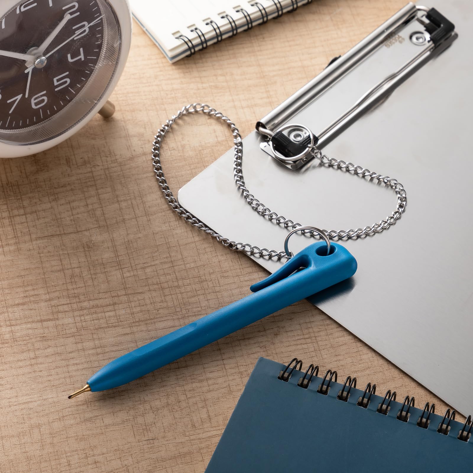 Tenceur 50 Pcs Metal Detectable Pens Standard Blue Ink Pen with Pocket Clip Lanyard Attachment Metal Retractable Ballpoint — view 5