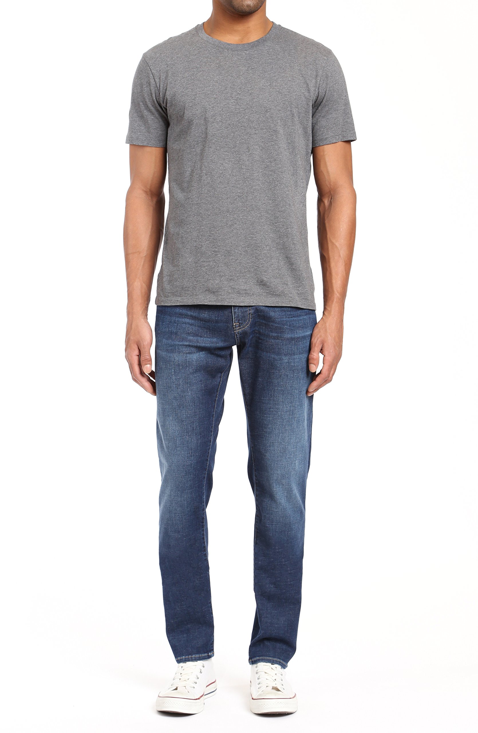 Mavi Jake Men's Regular Rise Slim Leg Jeans, Slim Fit Jeans for Men, Dark Brushed Organic Move, Dark Blue Men's Sustainable Jeans, 28 x 30