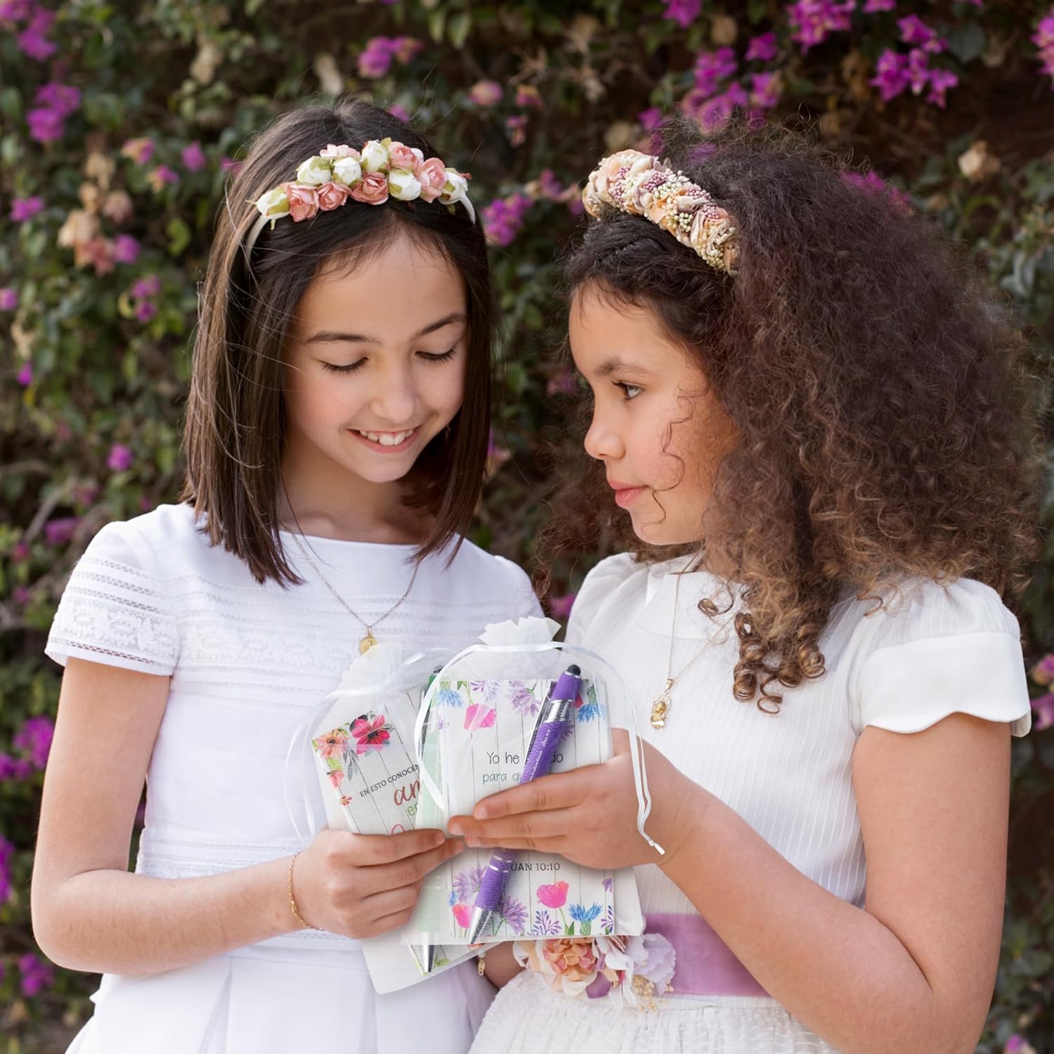 ANGOLIO Christmas Winter Gifts 72Pcs Regalos Cristianos En Español Christian Spanish Gifts Bulk Include Spanish Bible Notebook Ballpoint Pens Organza Bags Church Supplies for Teacher Students Kids - Image 4