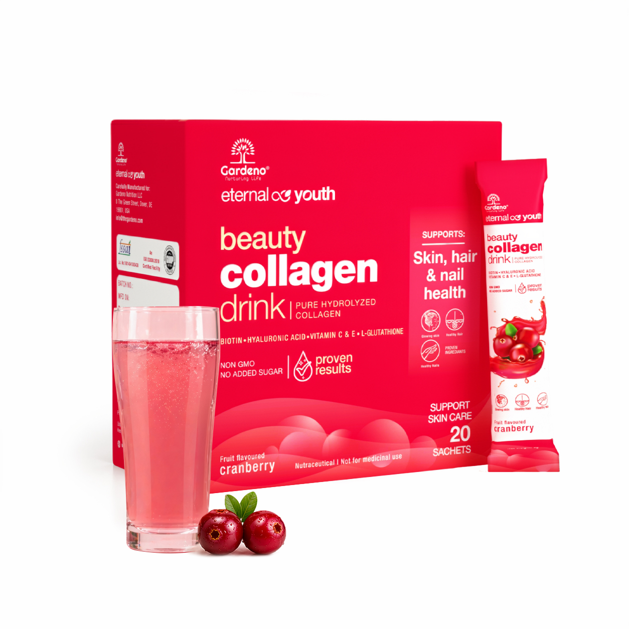 eternal youth glutathione Gardeno Beauty Collagen Drink | 4000mg Hydrolyzed Marine Collagen Peptides, Glutathione, Biotin, Vitamin C&E | Skin Elasticity, Hair & Nail Strength | Cranberry Flavor Package Size:25 kg (55 lb) Injections for Golfer's Elbow tb 500 and bpc 157