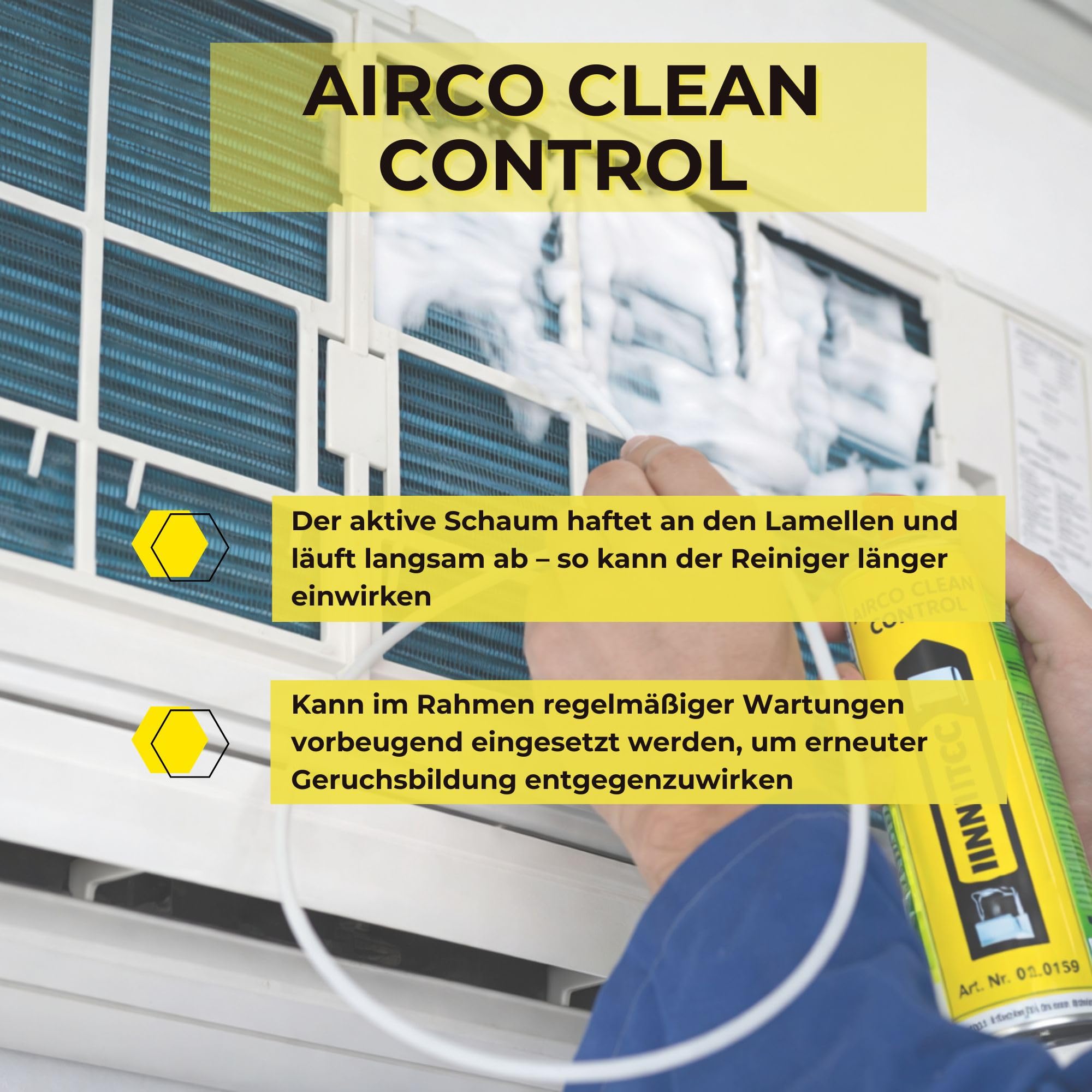 2 Stück INNOTEC Airco Clean Control 250 ml – Reiniger für Klimaanlagen & Luftwege – löst Schmutz, Bakterien & unangenehme Gerüche – ideal für Kfz, Wohnraum & Büro – einfache Anwendung ohne Rückstände