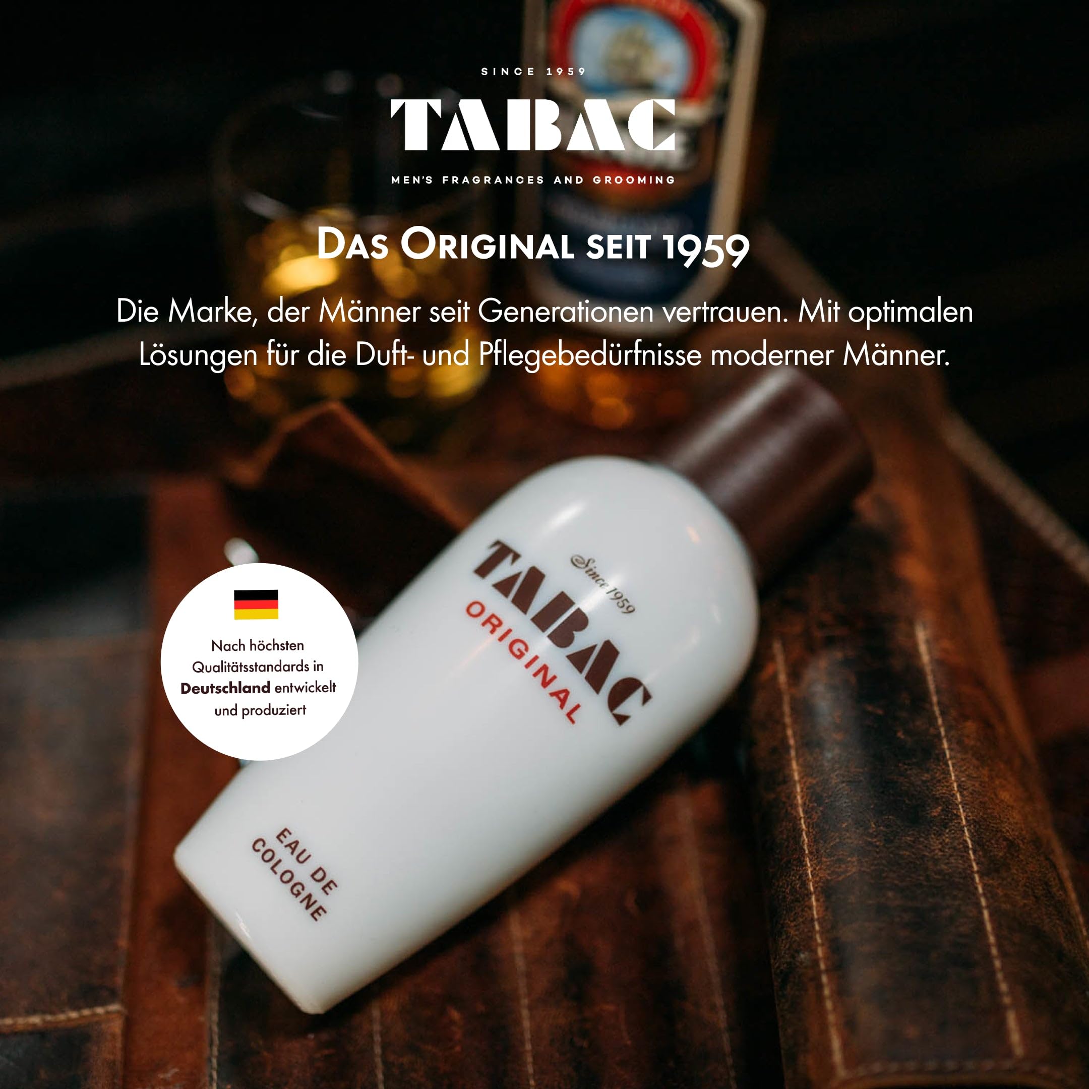 TABAC ORIGINAL Herren Eau de Cologne – Markanter, klassischer Männerduft mit Moschus & Ambra, herb-frische Nuancen und holzig-würzige Noten, Made in Germany, 300 ml Splash