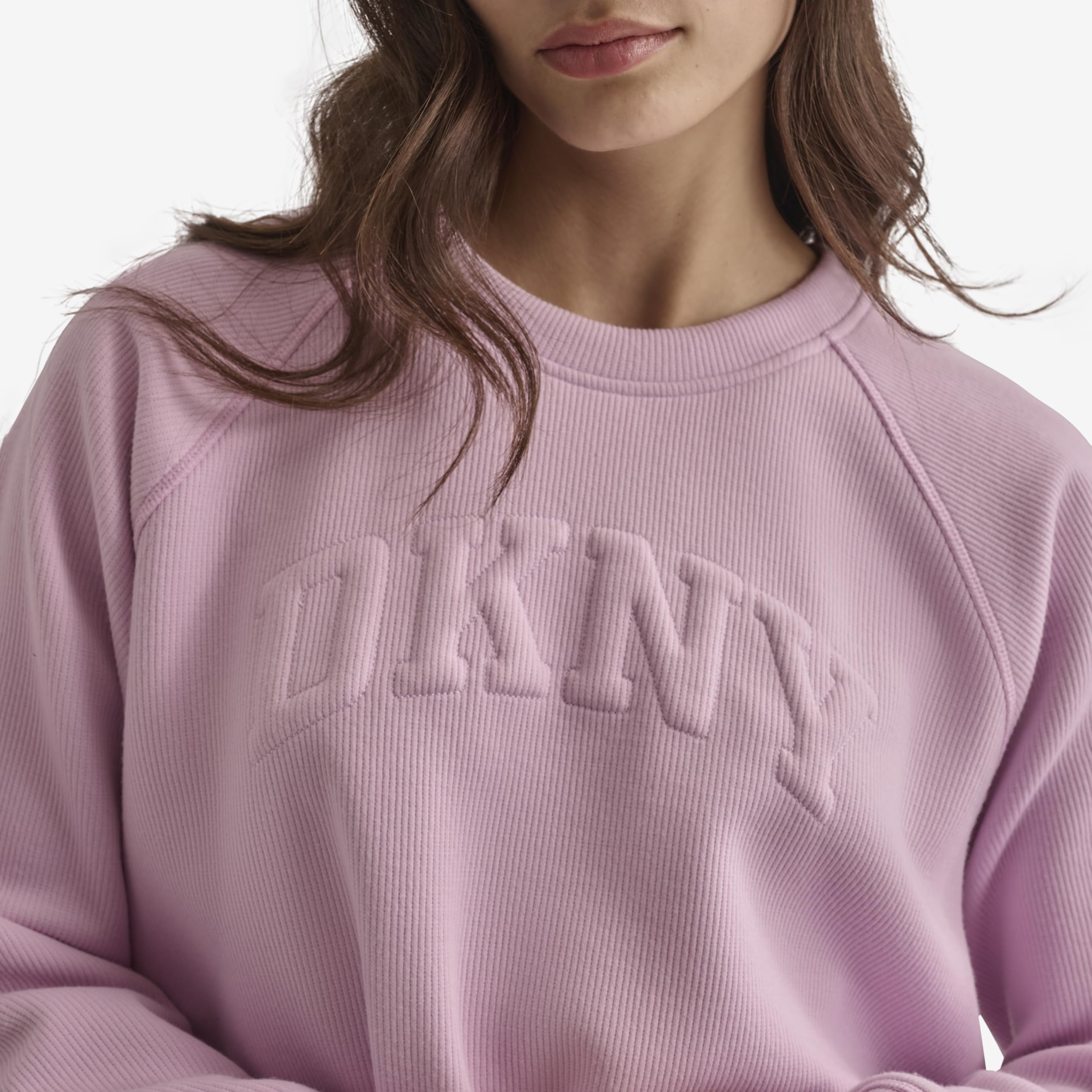 DKNY Varsity Puff Logo Crew Neck Suéter para Mujer