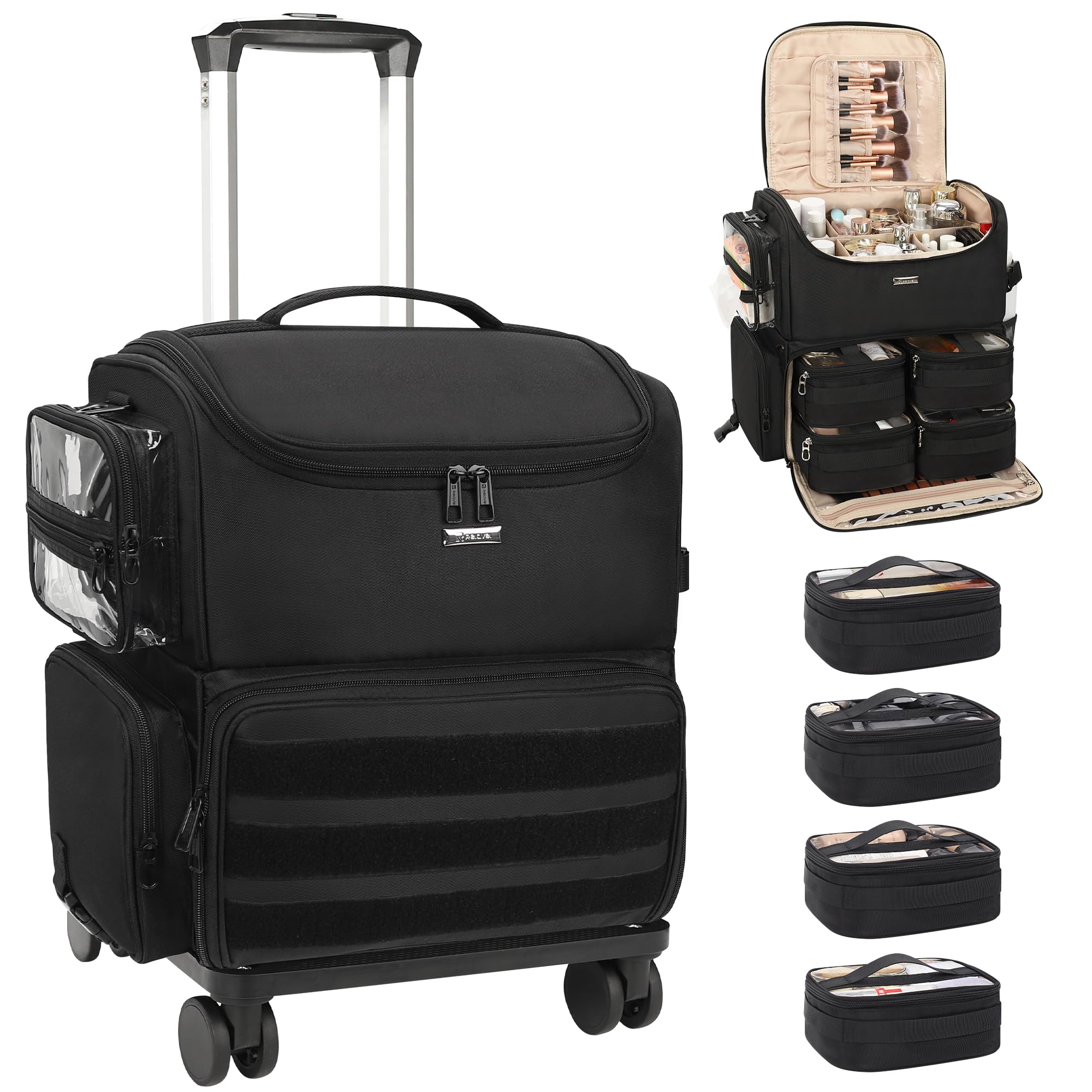 Photo 1 of Relavel Rolling Makeup Train Case - Black