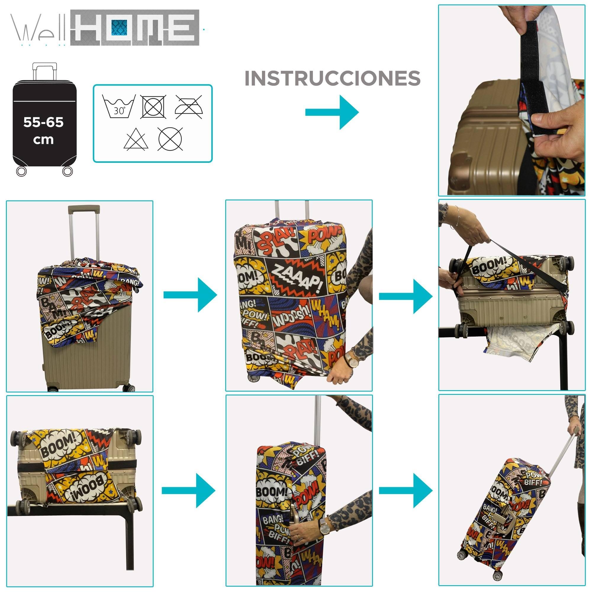 WELL HOME MOBILIARIO & DECORACIÓN Zestaw walizek na kółkach + kosmetyczka abs INLCUYE JEDEN pokrowiec ochronny na podłogę, Biały, Zestaw walizek na kółkach + kosmetyczka z pokrowcem ochronnym