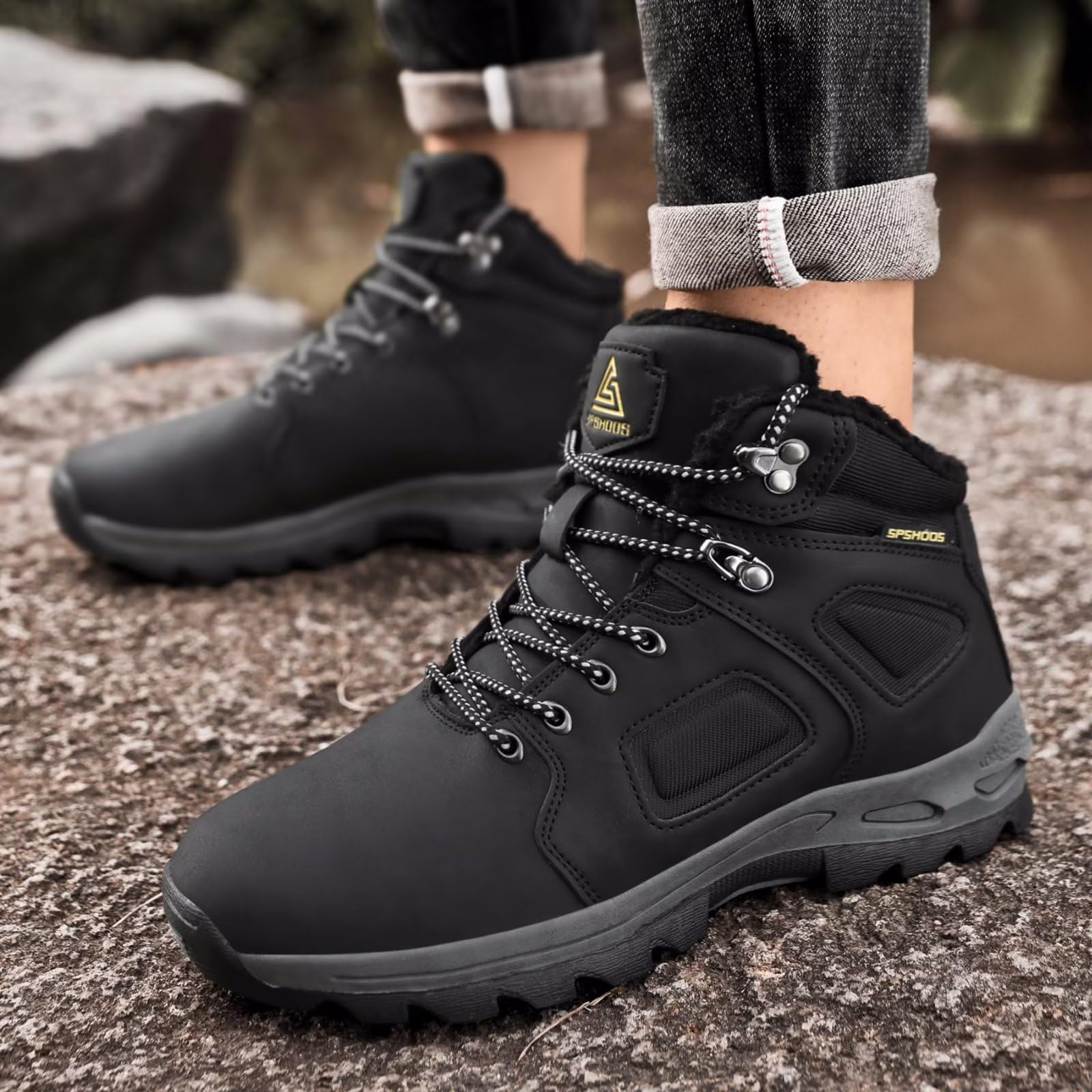 Botas de Invierno Hombre Impermeable Antideslizantes Botas de Nieve