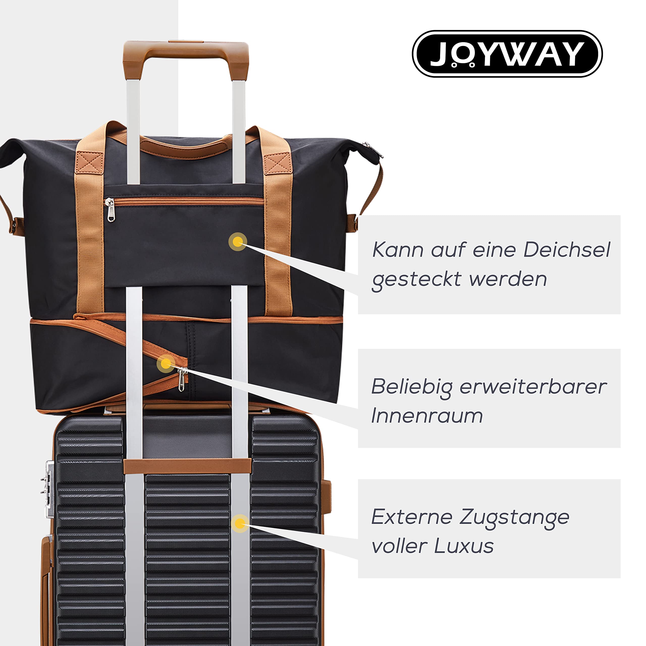 Joyway Valigia Bagaglio a Mano, Piccolo Bagaglio con Blocco a Combinazione TSA e Quattro Ruote Rotanti, Leggero Bagaglio a Guscio Duro con Borsa a Mano e Borsa Cosmetica