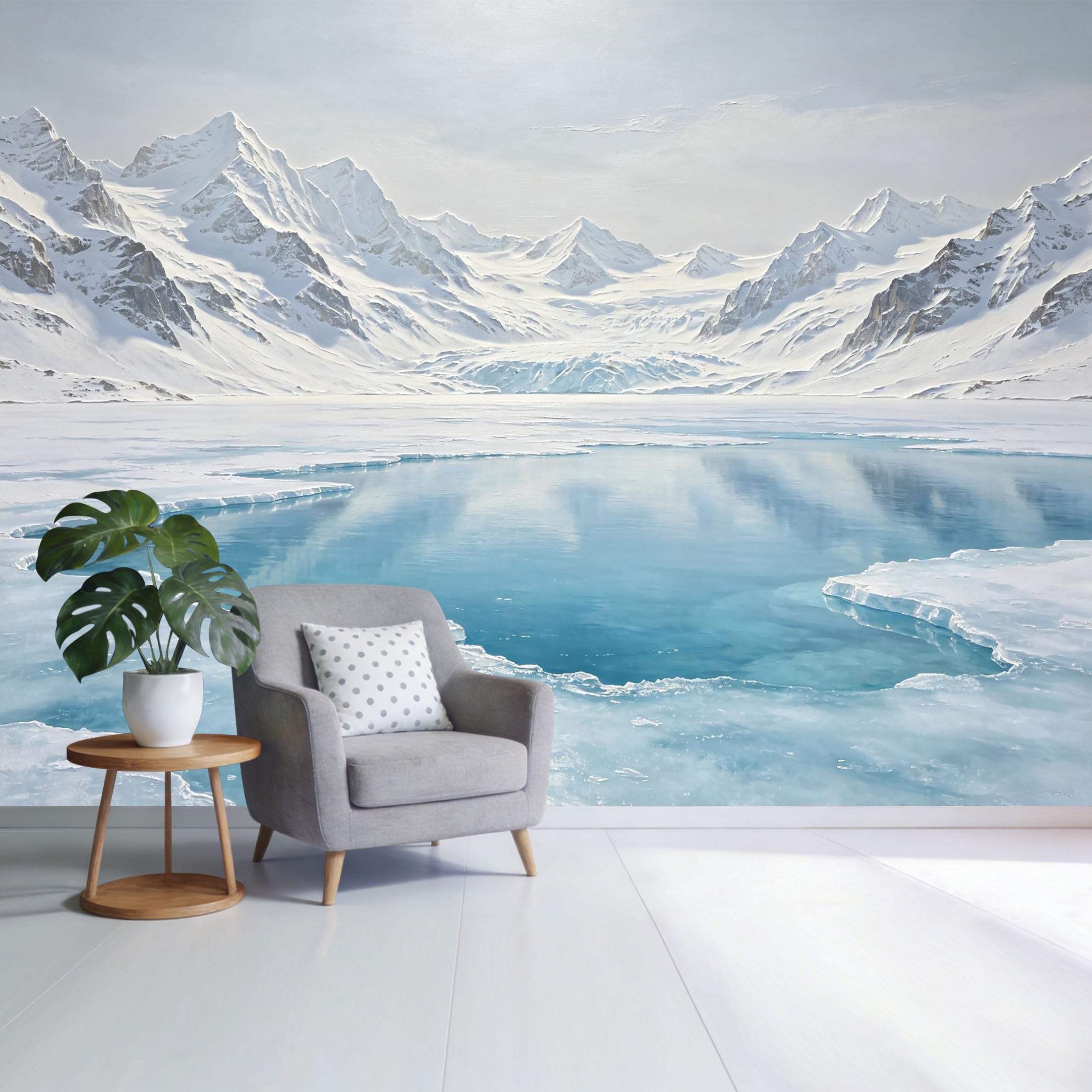 Custom Size Wall Mural Frozen Mountain Lake Glacier Landscape ICY Ocean View Minimalist Nature Scene SelfAdhesive Wall Fabric Removable Wallpaper for Home Office Decor