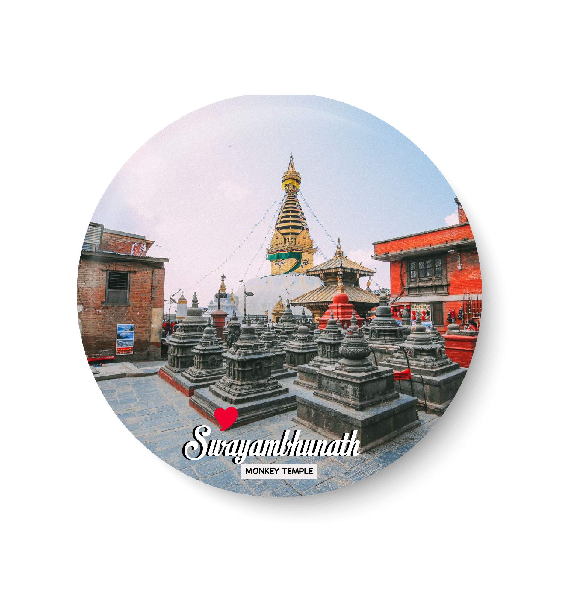 PEACOCKRIDE Love Swayambhunath I Monkey Temple I Nepal Diaries I I Souvenir l Travel I Fridge Magnet (Metal, Multicolour, 75mm)
