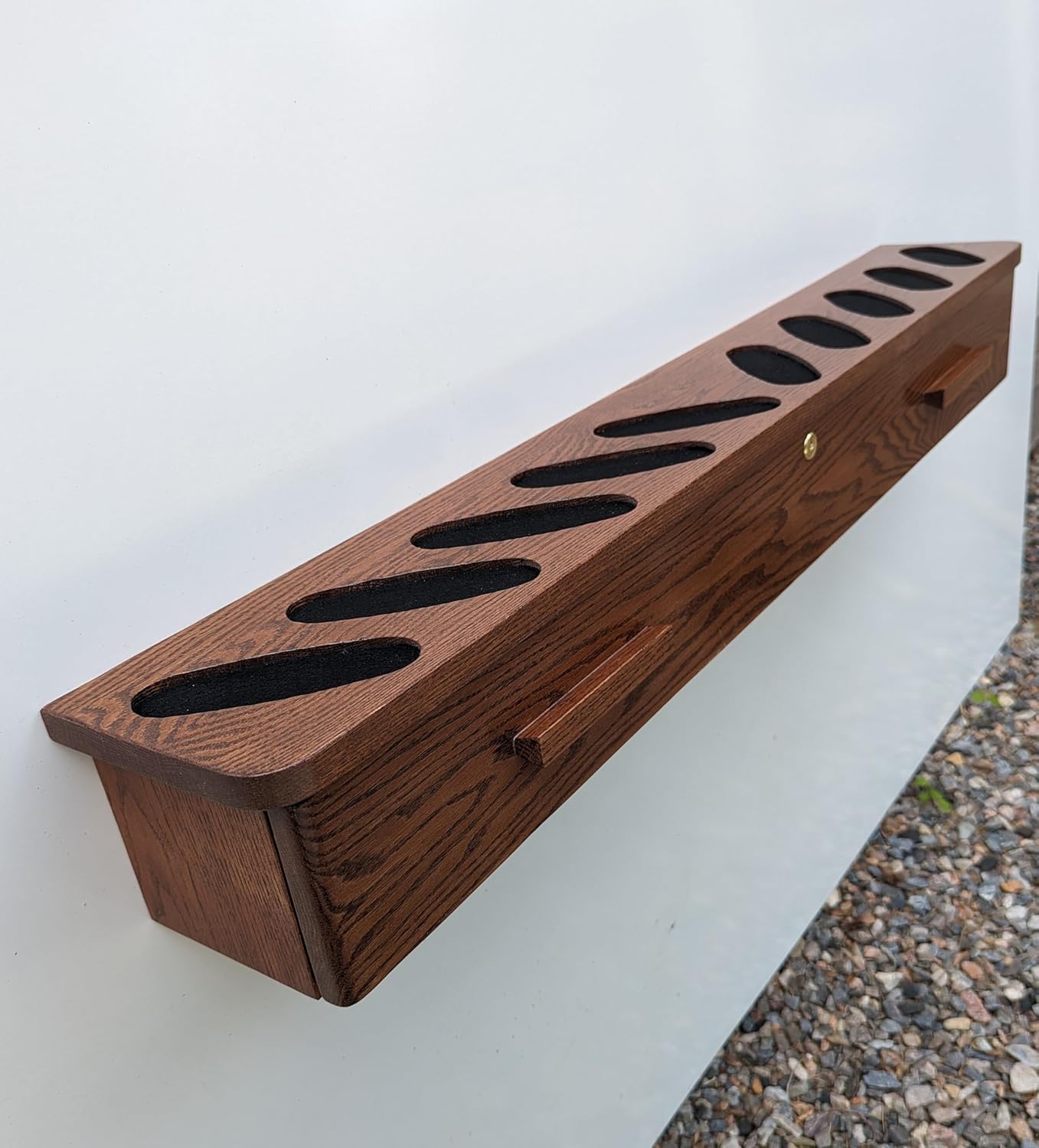 Solid Oak Wall-Mounted Gun Rack with Locking Ammo Cabinet