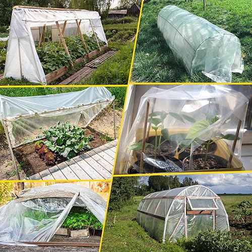 Miniatura 10 de Lámina de plástico para invernaderos, 12 x 25 pies, película transparente para invernaderos de 6 mil, resistente a los rayos UV, cubierta de