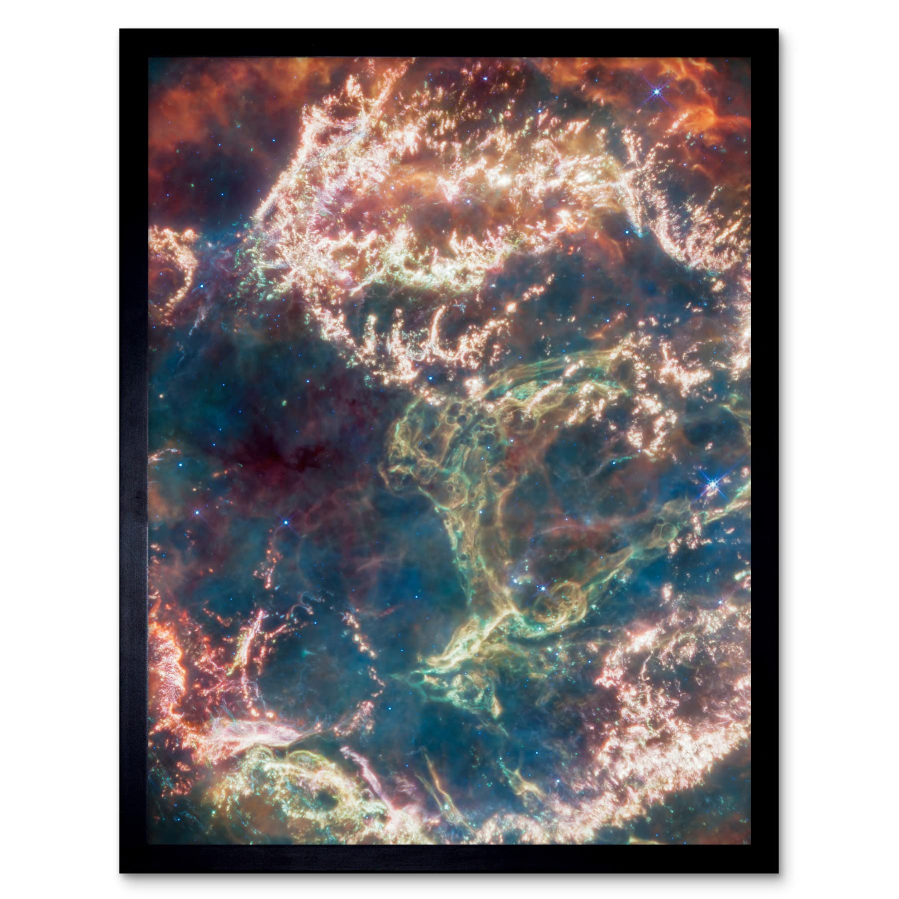 Artery8 NASA James Webb Telescope Cassiopeia A In Detail Art Print Framed Poster Wall Decor 12x16 inch
