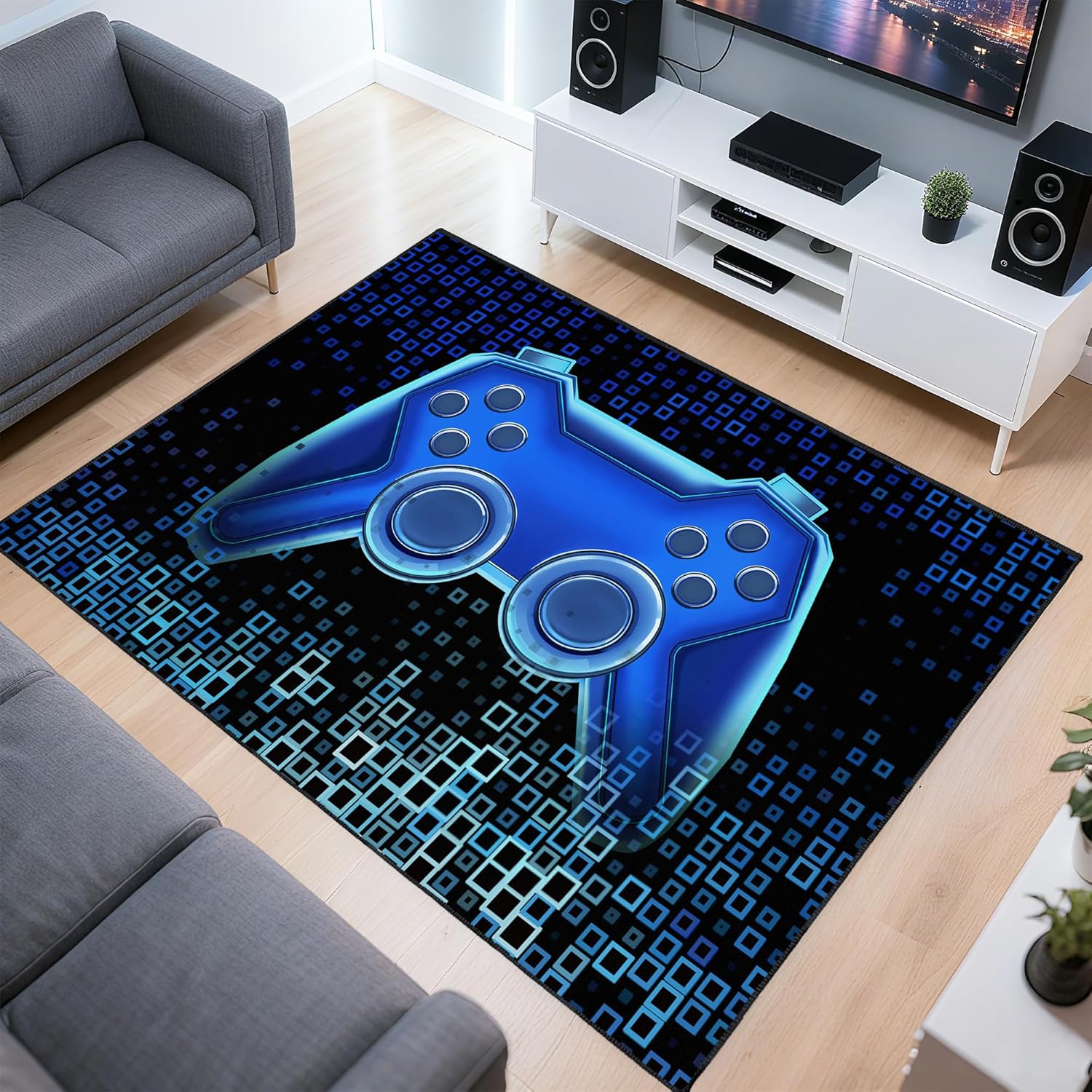 Gamer Rug for Room,5x7 ft Non-Slip Cool Gaming Carpet for Bedroom Livingroom and Game Room Rug Decor