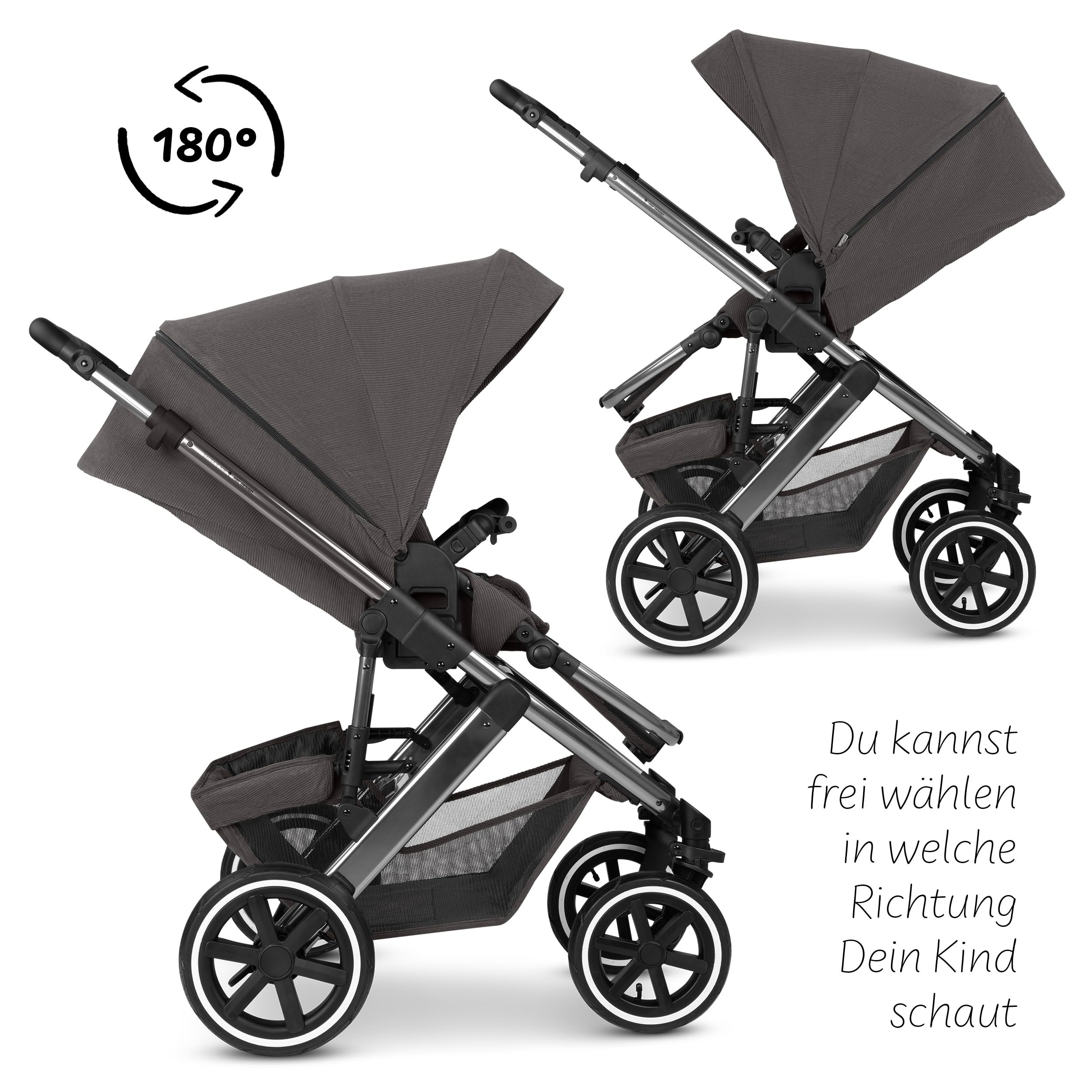 ABC Design Kinderwagen Salsa 5 Air Almond - 2in1 Kombi-Kinderwagen ab Geburt mit Luftreifen, Federung & großer Babywanne