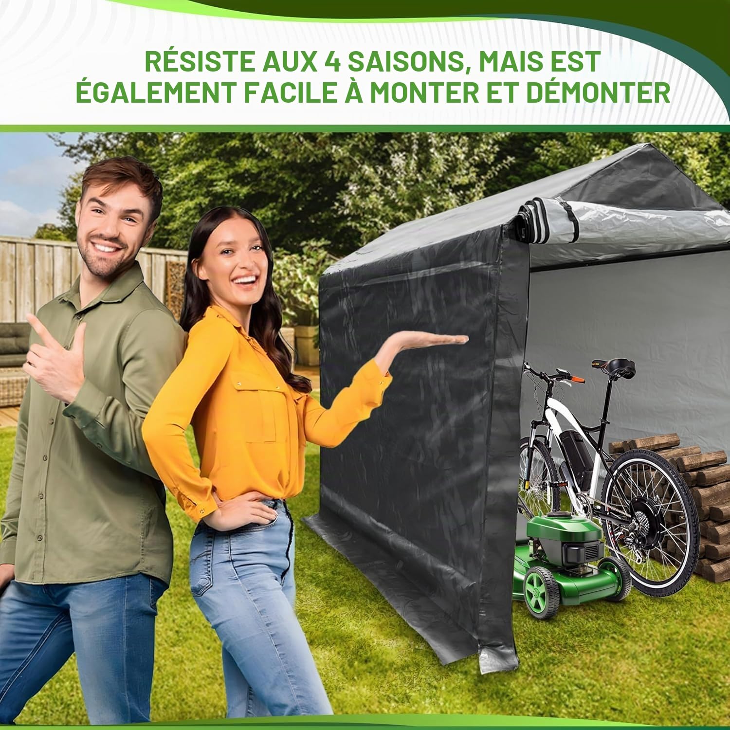 WIELS Abri à outils 170 x 240 x 213 cm 8,7 m³, abri de jardin, garage à vélos, abri de moto, film plastique, abri à outils, garage de tente, tente à outils (anthracite, 240 x 170 x 227 cm)