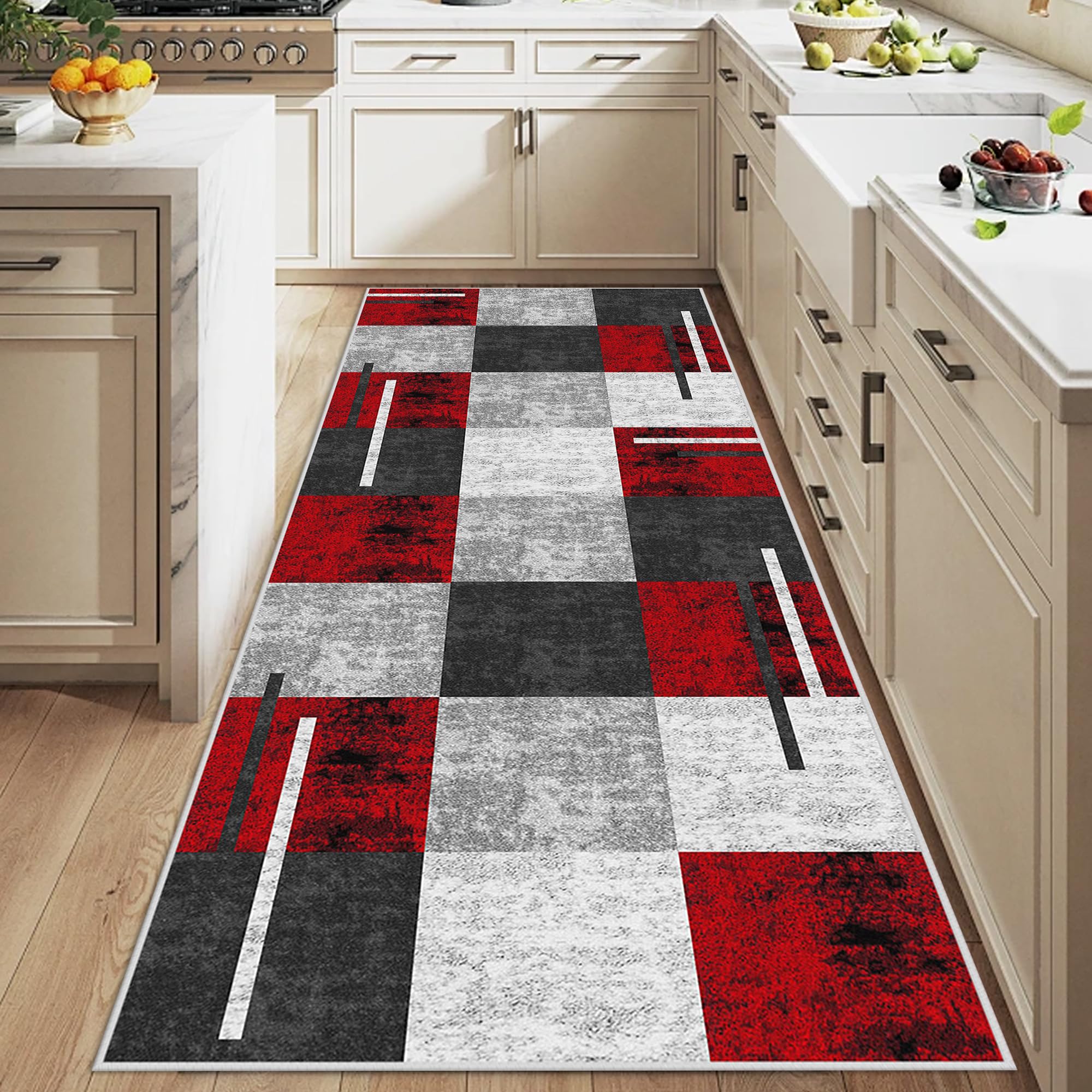 Alfombra de pasillo de 90x180 cm lavable y antideslizante de pelo corto para la cocina