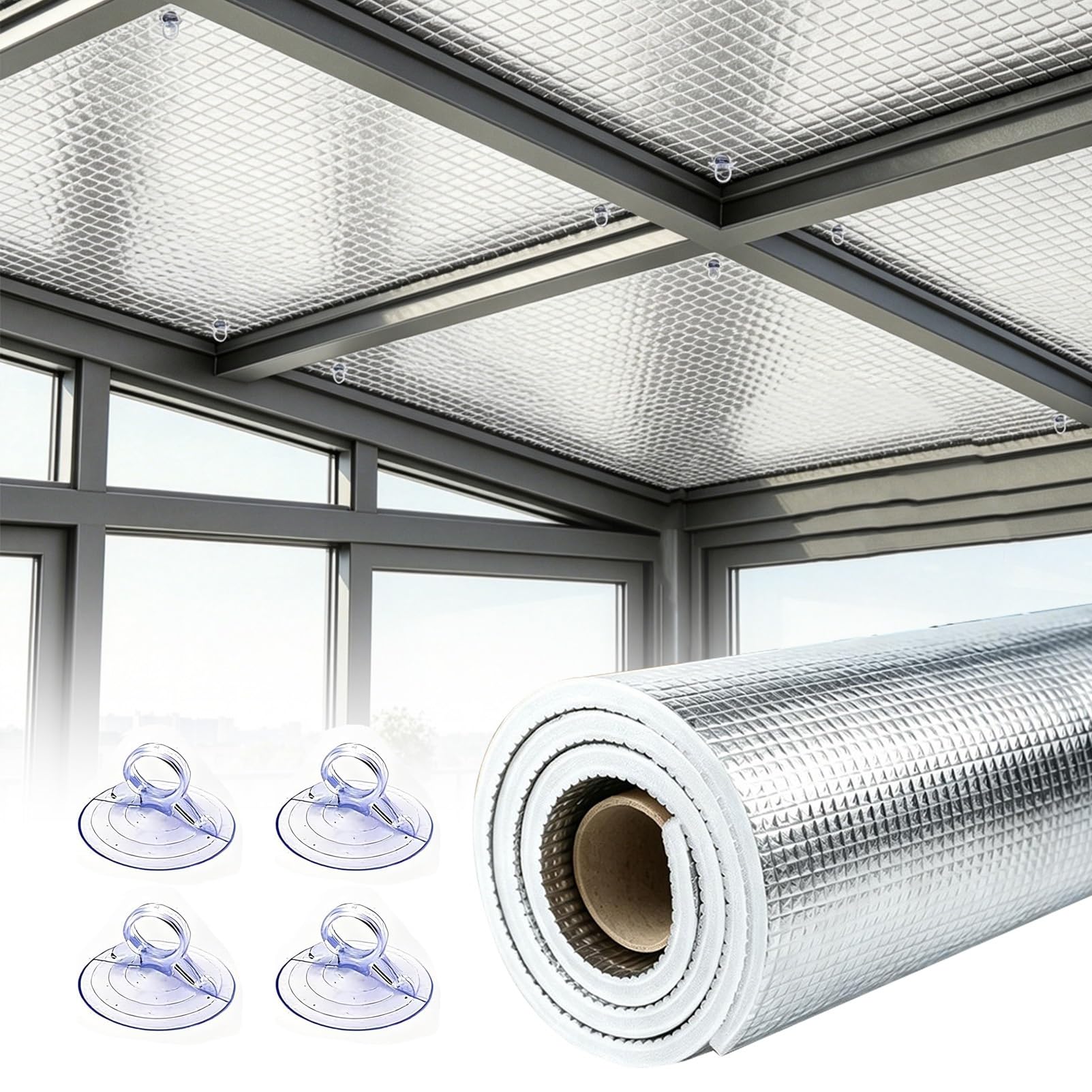 TRAGLO Heat Reflective Window Film, 7mm Thick Aluminum Foil Blackout Window Cover with Suction Cups, Removable Window Insulation Privacy Film for Bedroom Bathroom(100x130cm(39.4" x 51.2"))