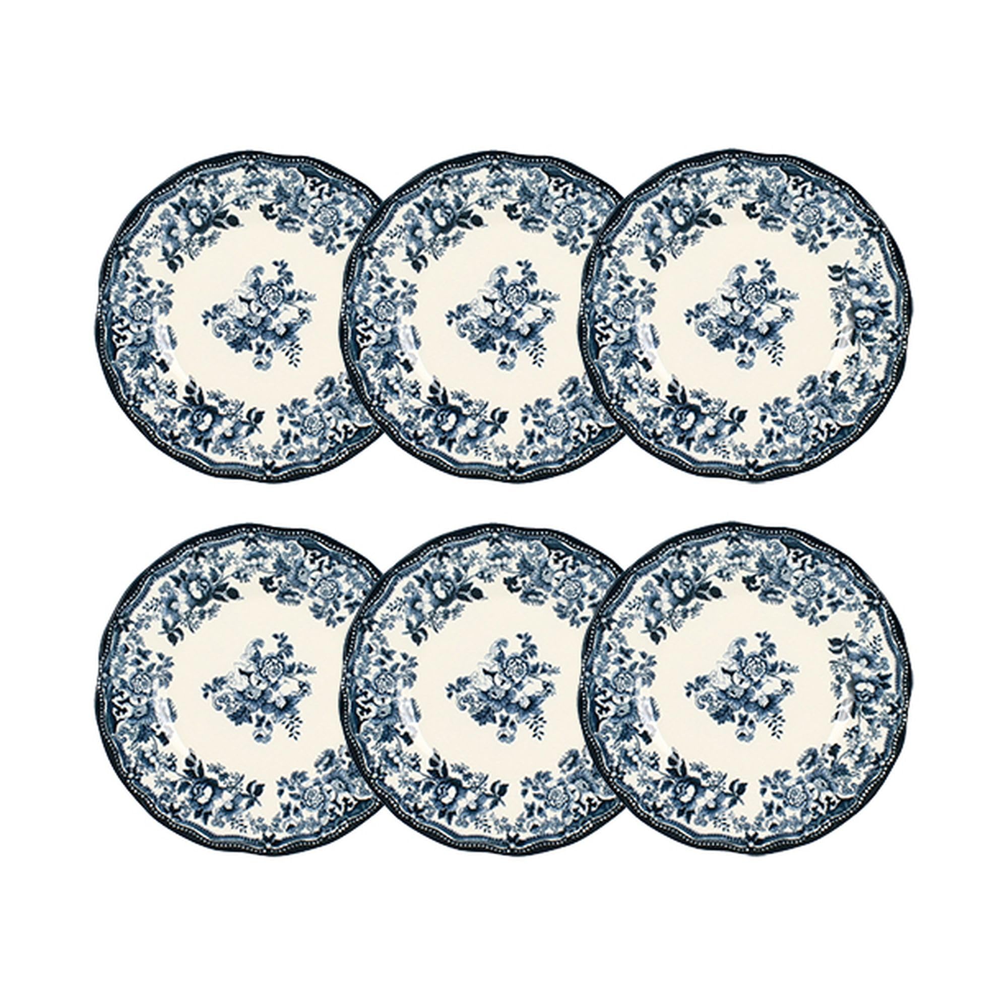 NOVASTYL 2614232 - Juego de 6 platos de postre (porcelana), color azul