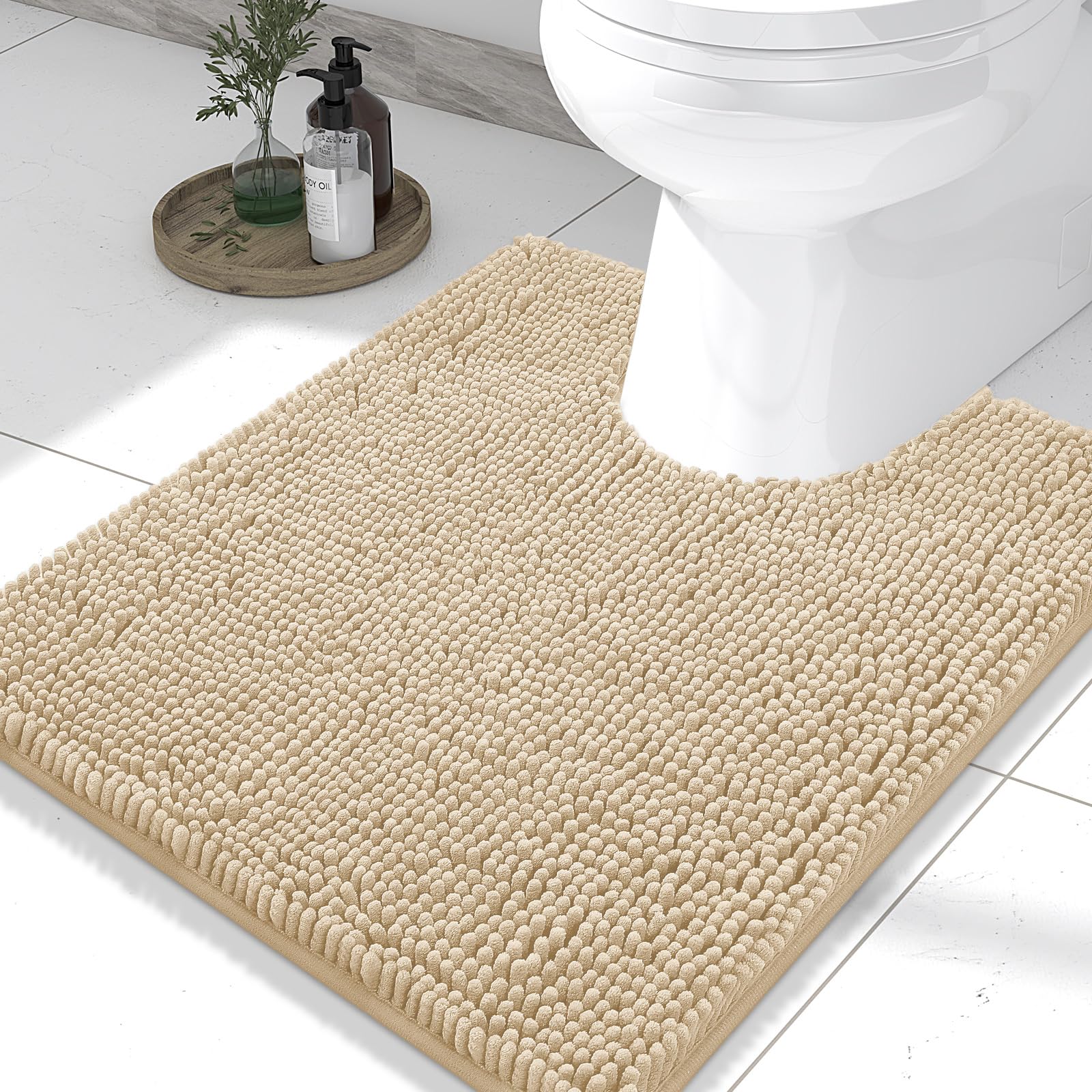 Smiry Toilet Rugs U-Shaped 24x20, Extra Soft Absorbent Contoured Bath Mat