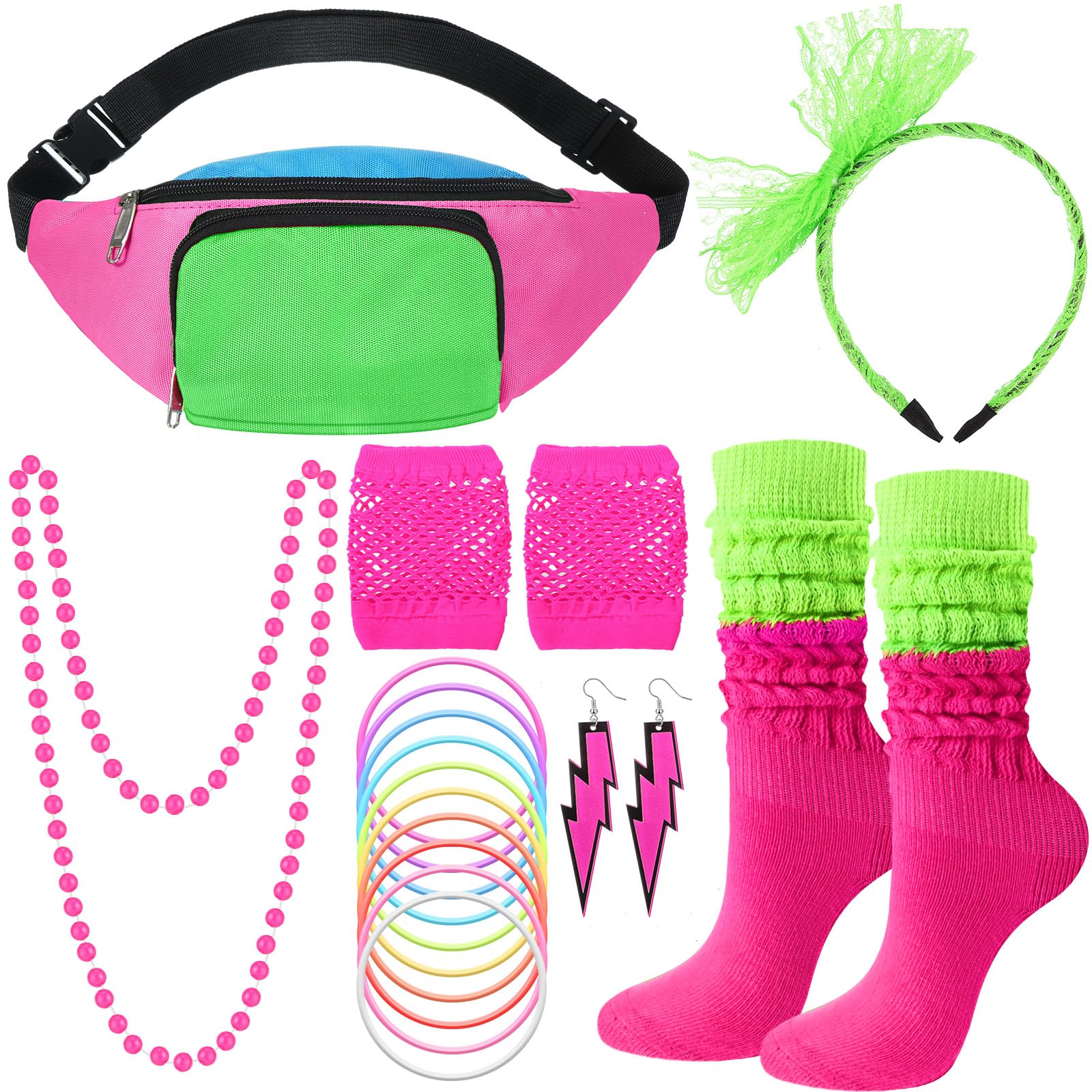 Handepo 19 Pcs 80s Costume Accessories Set