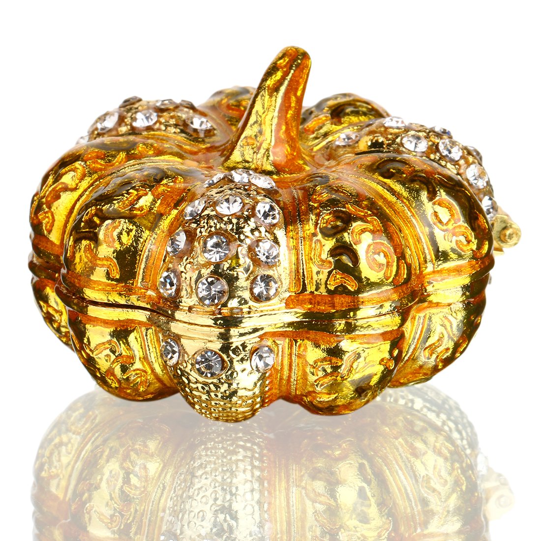 YU FENG Hand-painted Pumpkin Jewelry Trinket Box Hinged Collectible Figurine Jewelry Holder Case(style 1)