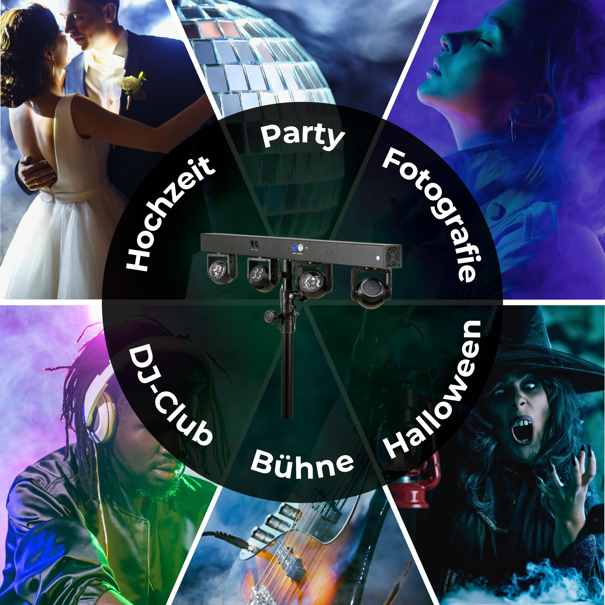 ETEC Professional LED Movingbar 1-12W RGBW Moving Heads, 4W RGBW Wash & 50mW Disco Effekt - DJ Equipment für Partylicht, Disco Licht, Bühnenbeleuchtung & Ledshows