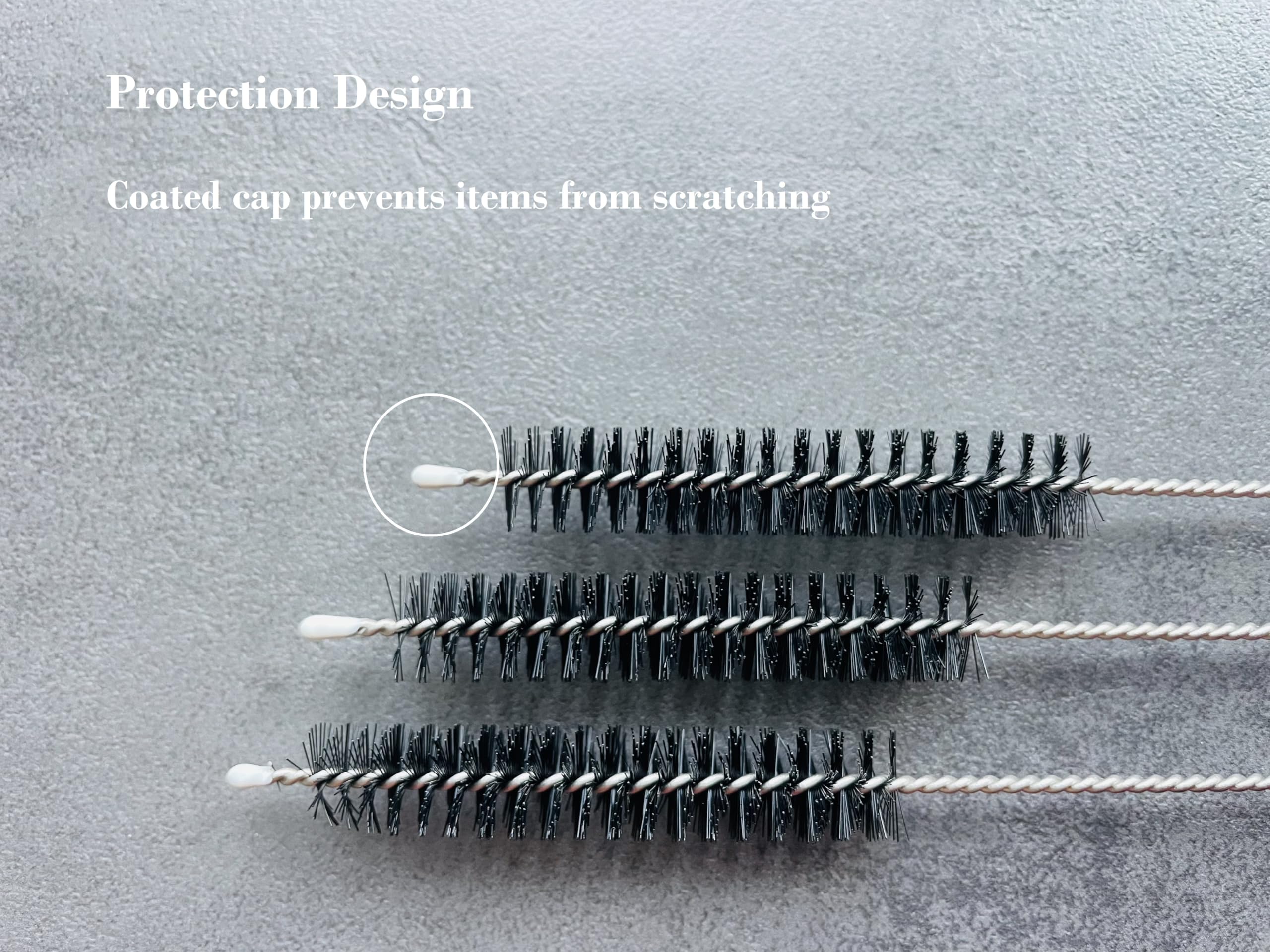 Lot de 3 brosses à paille, 23 cm, pour nettoyer les pailles, les petits tubes, accessoires de biberon, les tubes à essai, idéal pour les ouvertures étroites (noir) - 4