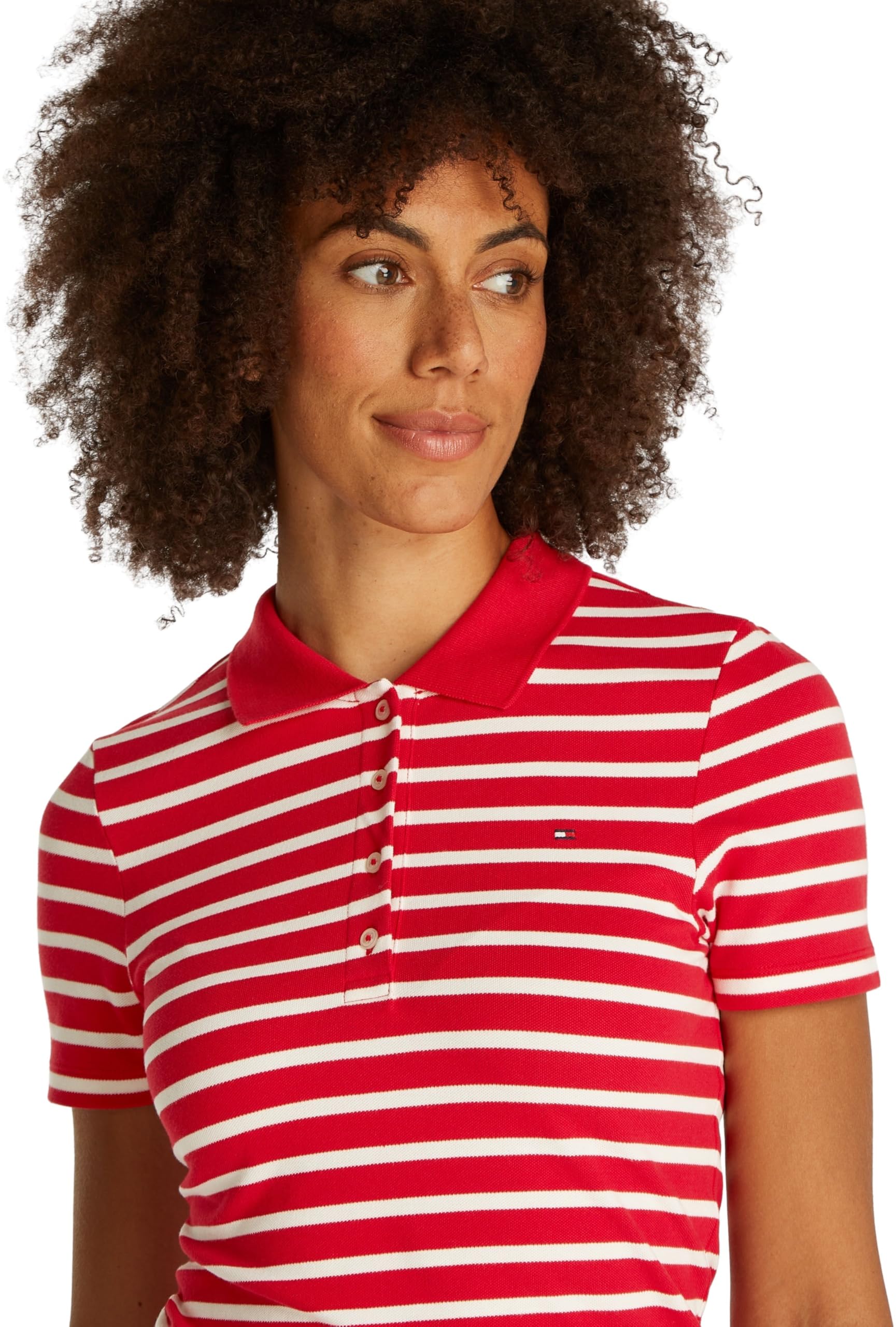 TOMMY HILFIGER Damska koszulka polo 1985 SLIM PIQUE SS WW0WW43225, czerwona, M, Czerwony (podstawowy czerwony/ecru Stp), M