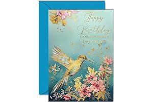 Enchanting Golden Hummingbirds Daughter Birthday Card