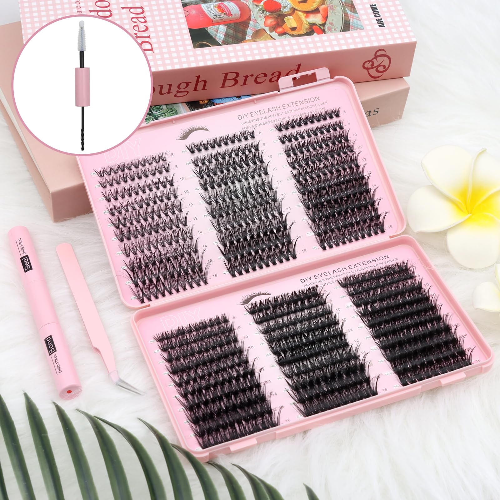 VEGCOO 570 Pezzi Ciglia Finte Ciuffetti, 30-40-50-60-80-100D Kit Extension Ciglia, Curl Ciglia Finte Ciuffetti 8-16mm, DIY Eyelash Extension Kit