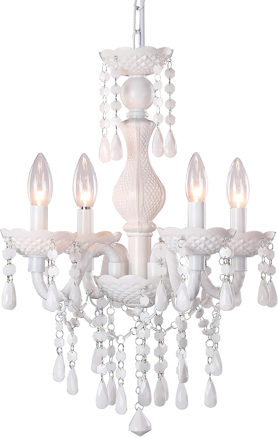 4-Light White Crystal Chandeliers, Small Acrylic Ceiling lamp, Adjustable Height, Modern Ceiling Suction Pendent Lamp, for Dining Room, Bedroom,Wardrobe - - 