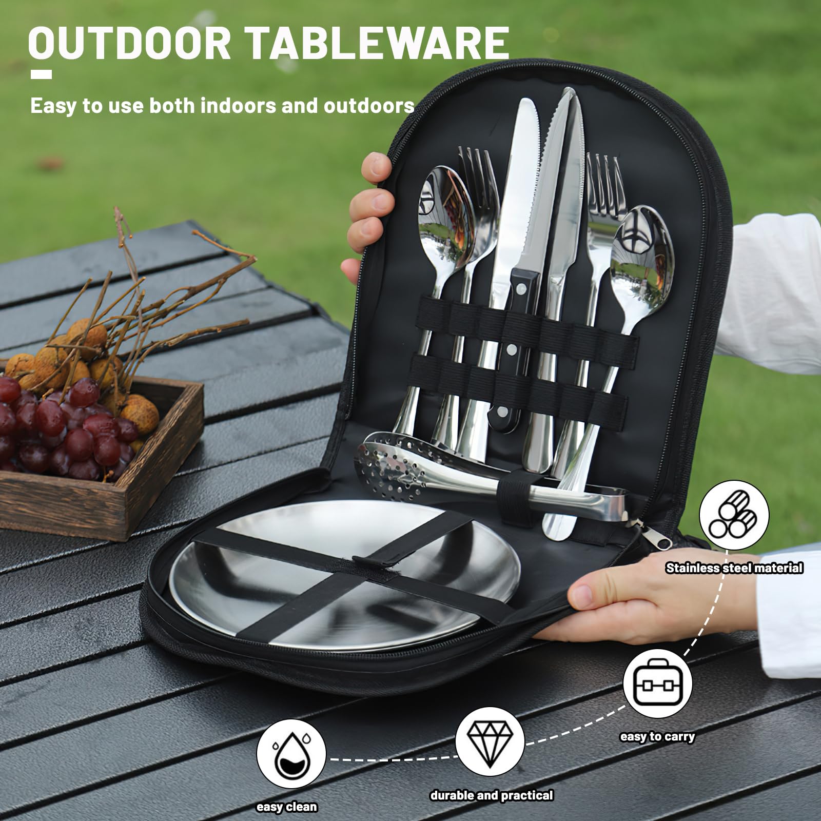 Acero Inoxidable Set De Vajilla Para Camping Bol Acero Inoxidable