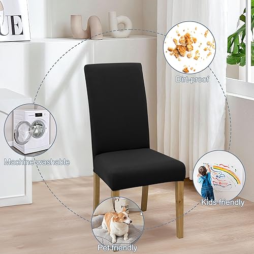 Miniatura 6 de Fundas para sillas de comedor, juego de 6 fundas para sillas de comedor o cocina, lavables, protectoras, para sillas Parsons, para el hogar,