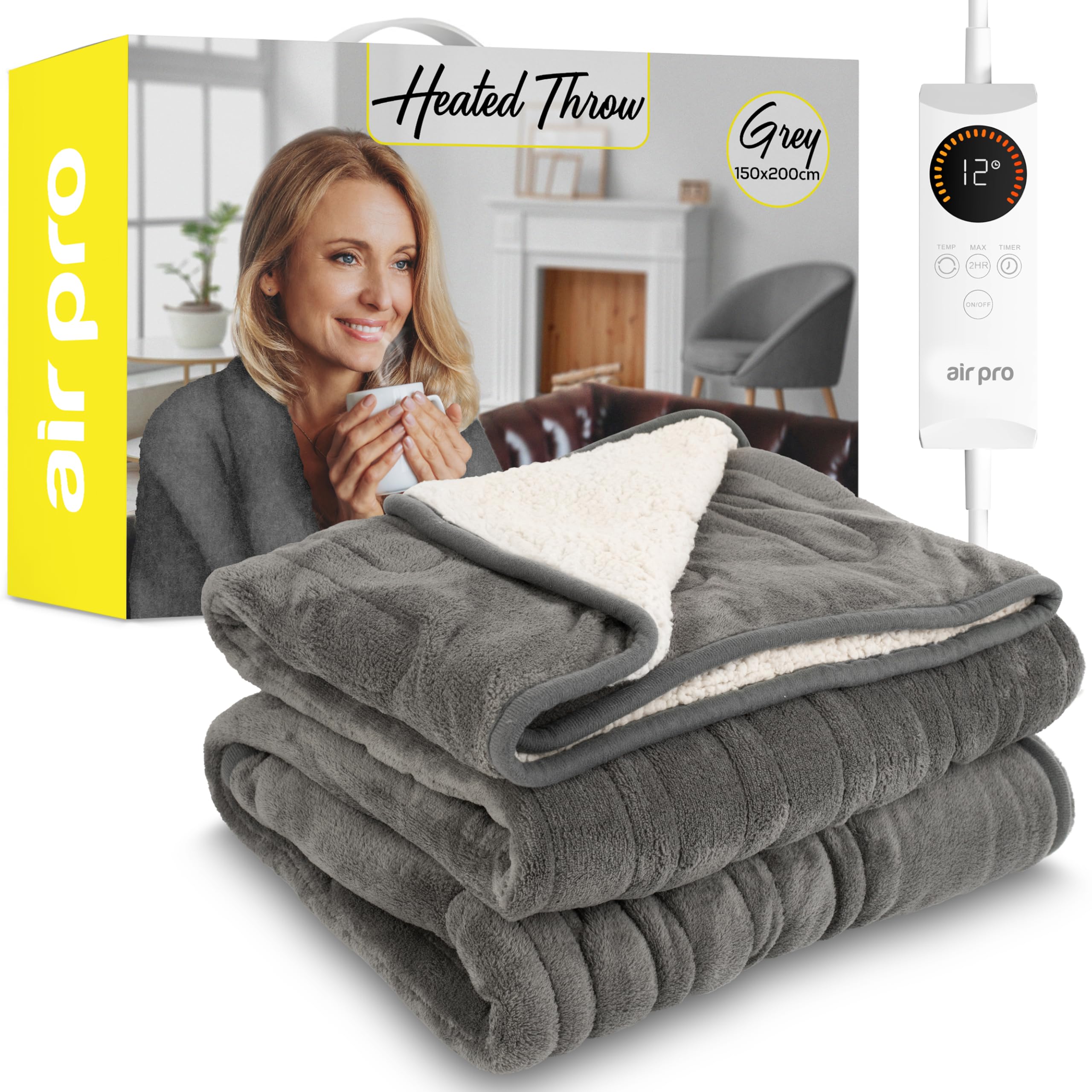 Arebos Plush Heated Blanket 160 X 120 Cm | Electric Heated Blanket With Automatic Shut-Off | Machine Washable | Timer | Overheat Protection | Function - View #10