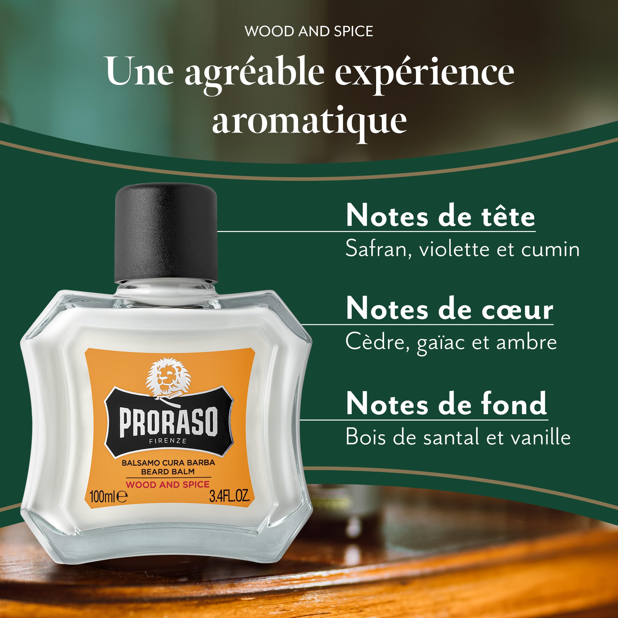 Proraso Lot de 2 baumes barbe Wood & Spice, 2 x 100 ml, Baume à barbe qui adoucit et soulage les démangeaisons et l'inconfort, Fabriqué en Italie
